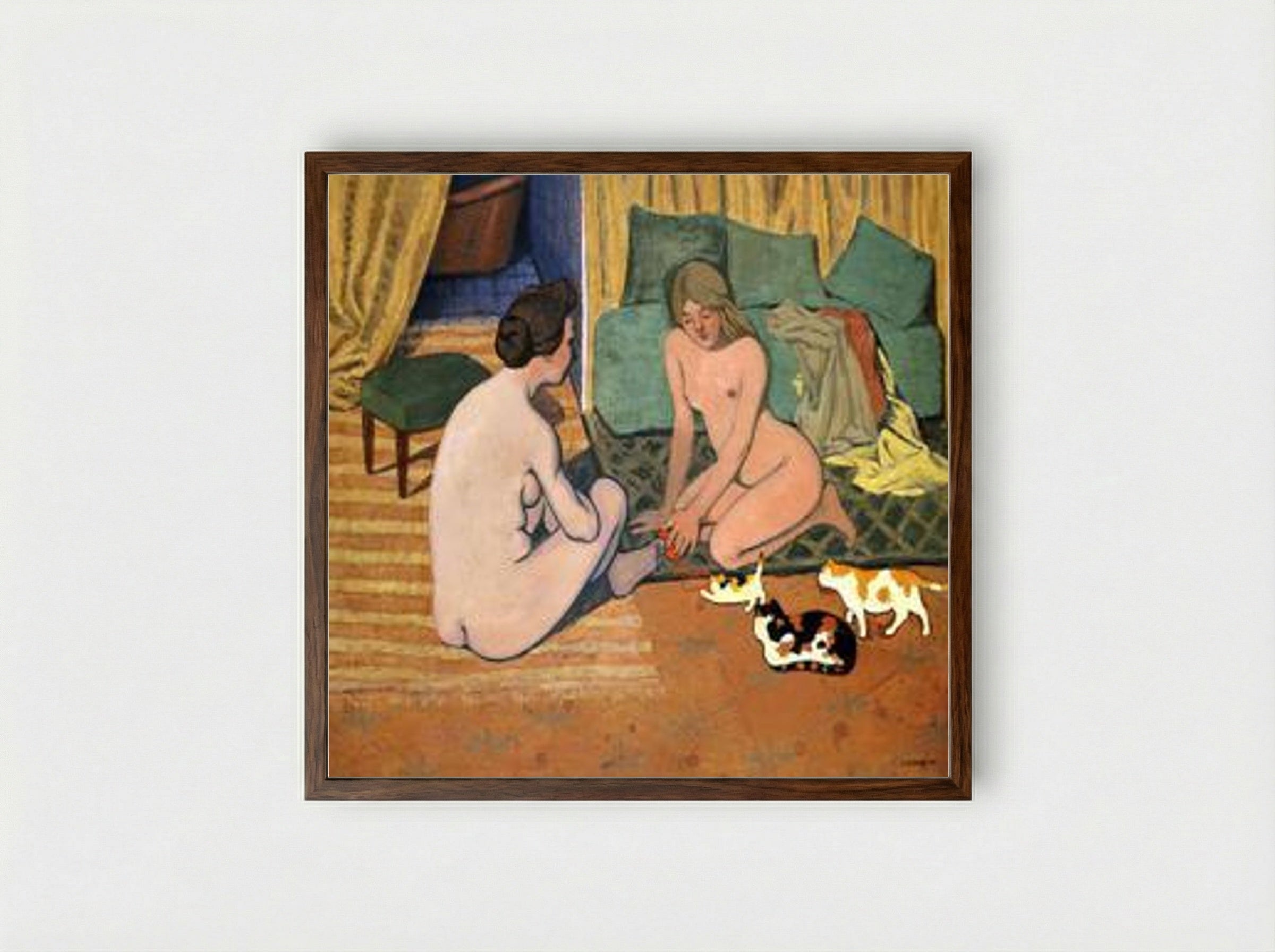 Femme et chat - Félix Vallotton - Framed Print Dark Wood