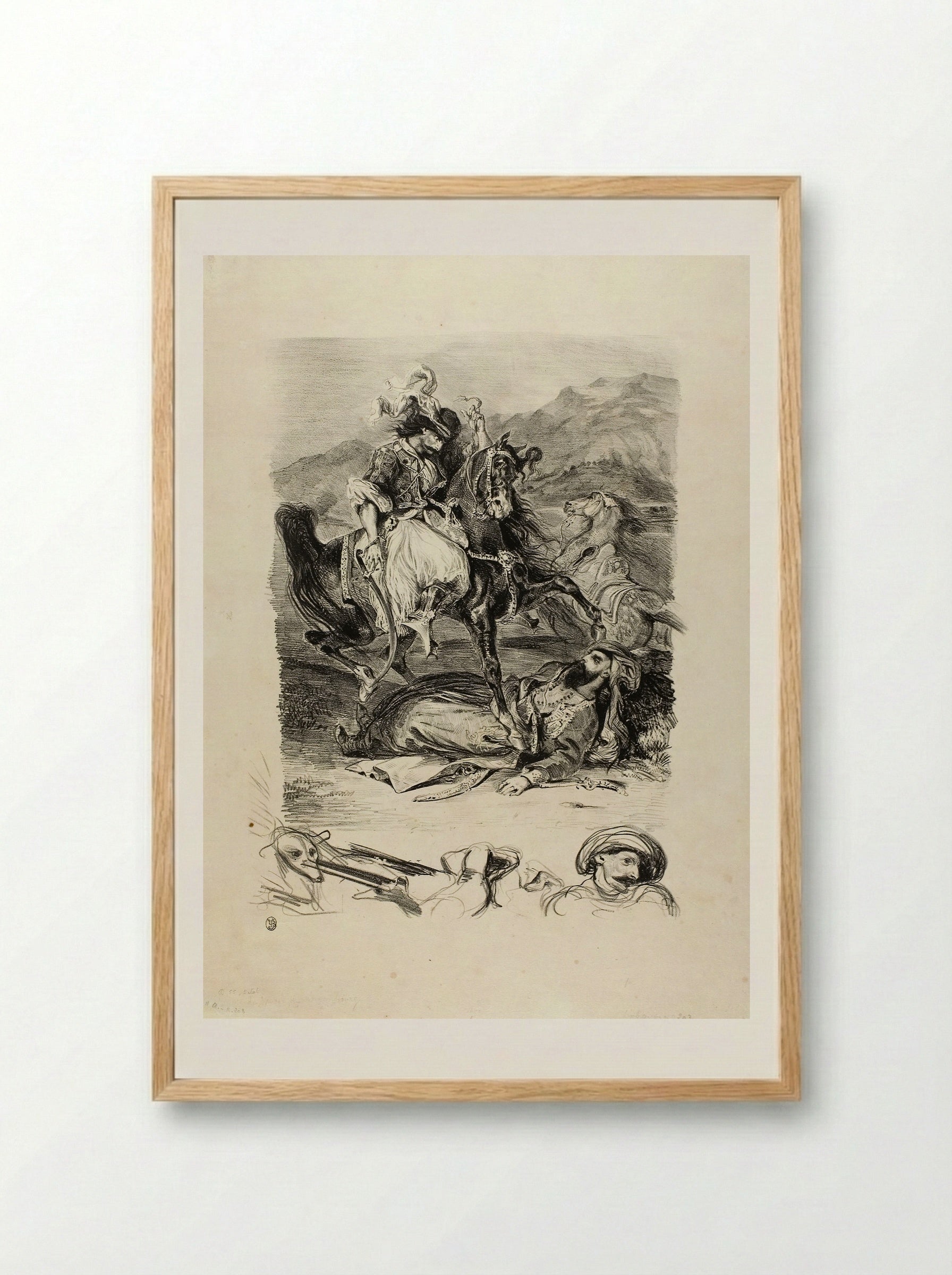 Combat Between the Giaour and the Pasha - Eugène Delacroix - Framed Print Wood