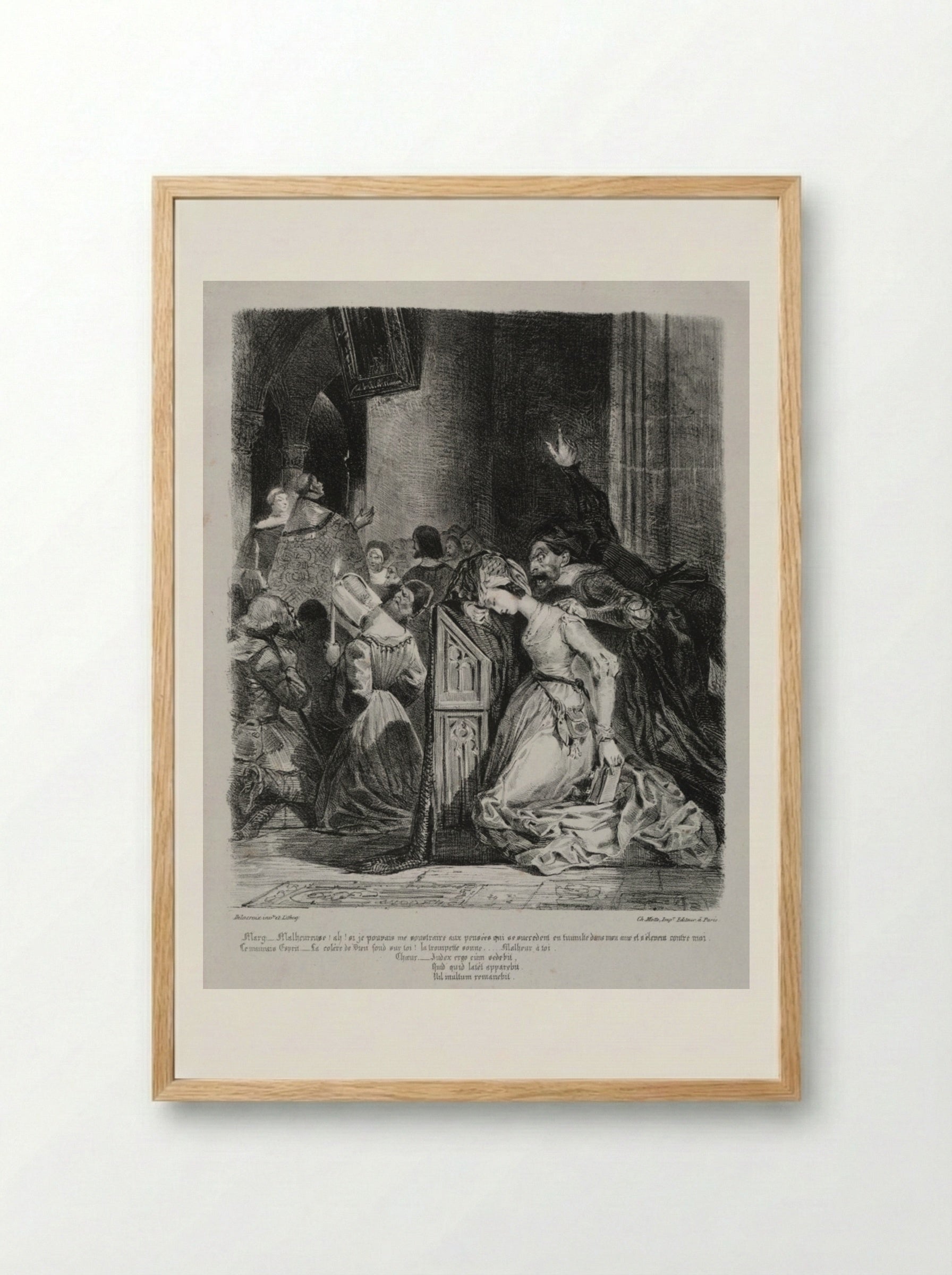 Marguerite at Church (from Faust) - Eugène Delacroix - Framed Print Wood