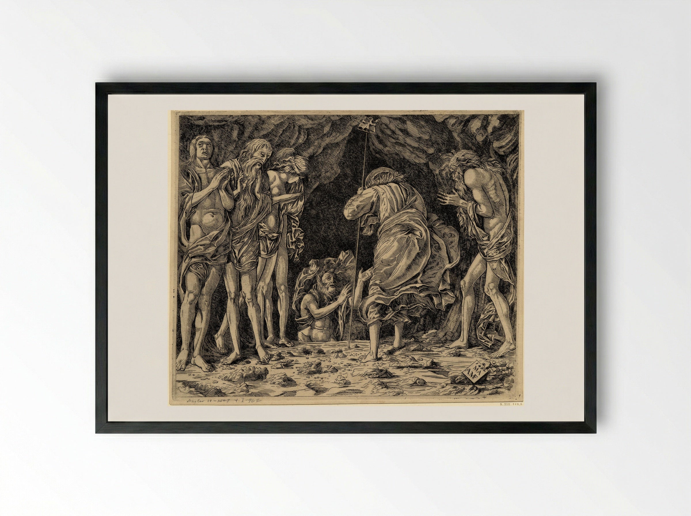 The Descent to Hell - Andrea Mantegna - Framed Print Black