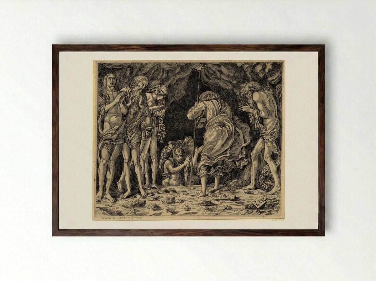 The Descent to Hell - Andrea Mantegna - Framed Print Dark Wood