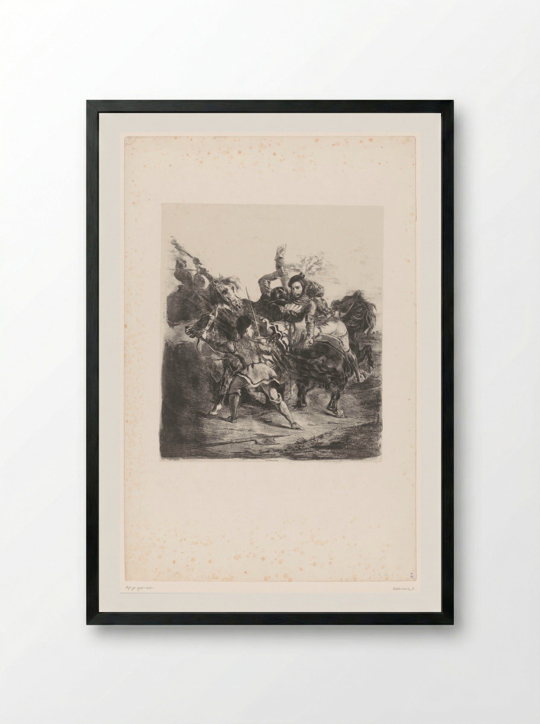 Weislingen Captured by the Men of Götz - Eugène Delacroix - Framed Print Black