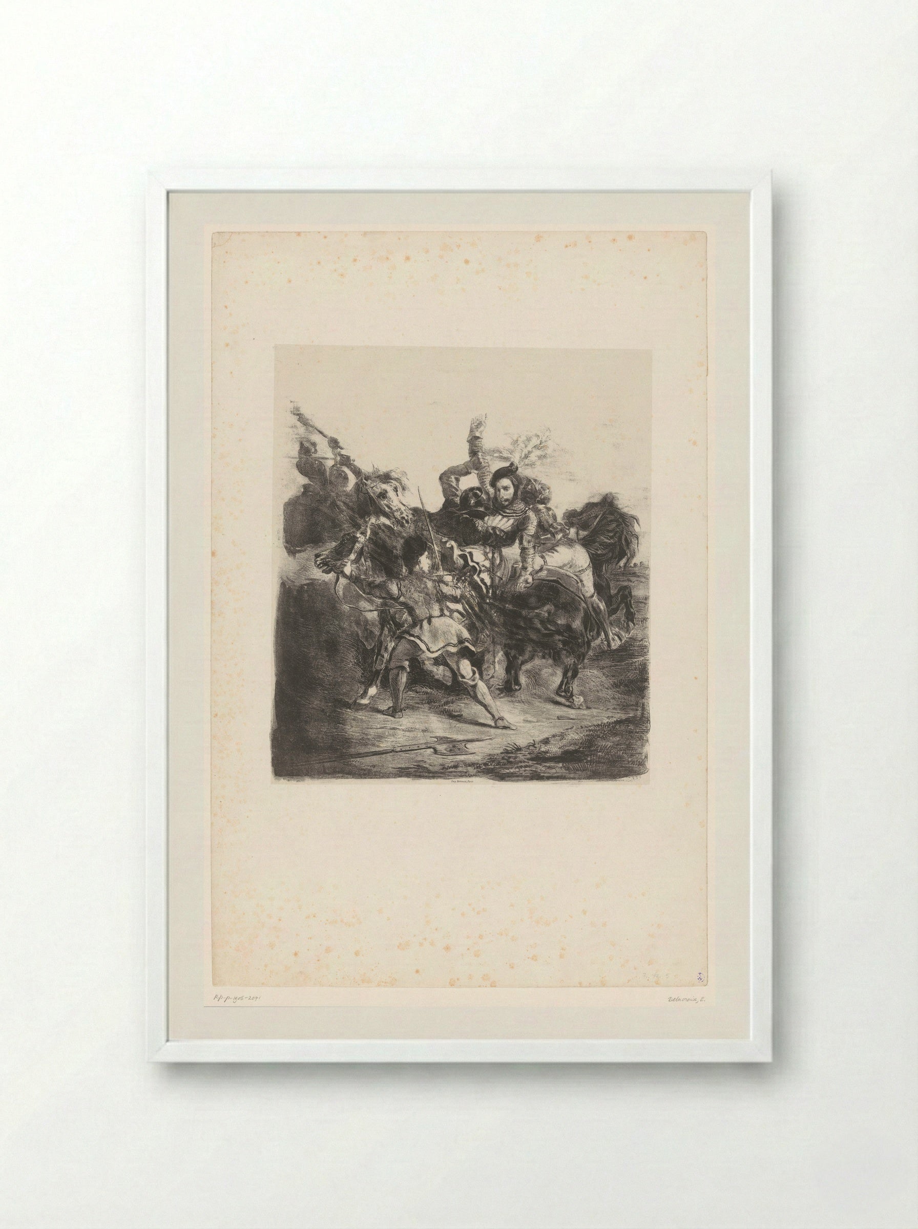 Weislingen Captured by the Men of Götz - Eugène Delacroix - Framed Print White