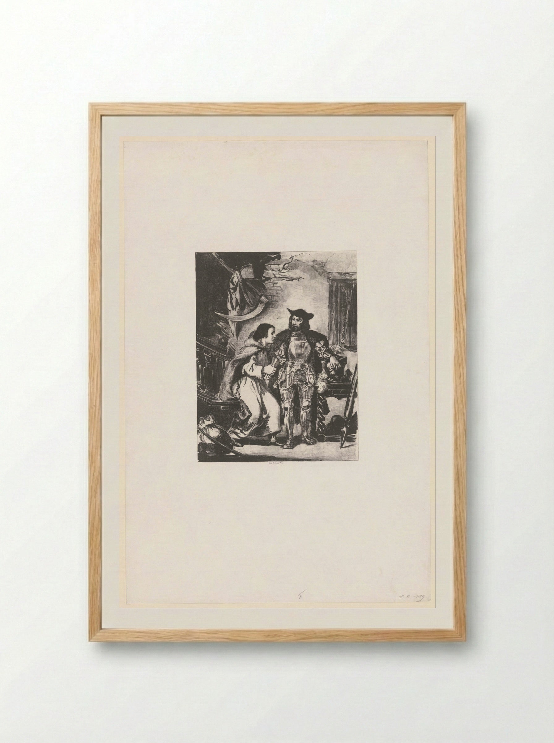Brother Martin Fitting Götz with his Iron Hand - Eugène Delacroix - Framed Print Wood