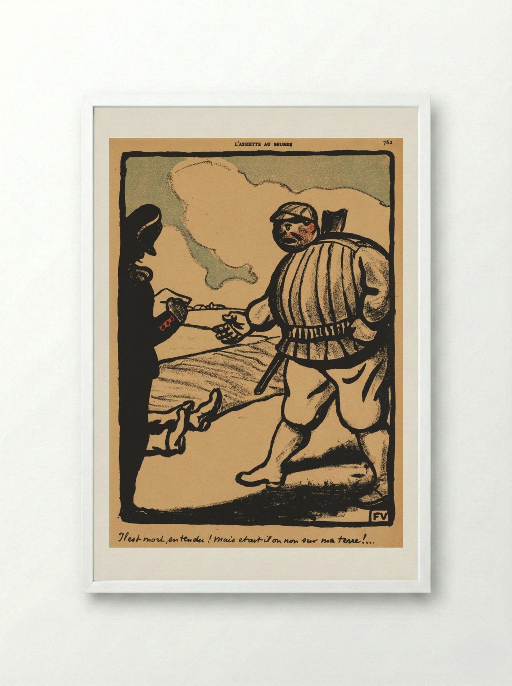 All right, so he's dead!... - Félix Vallotton - Framed Print White