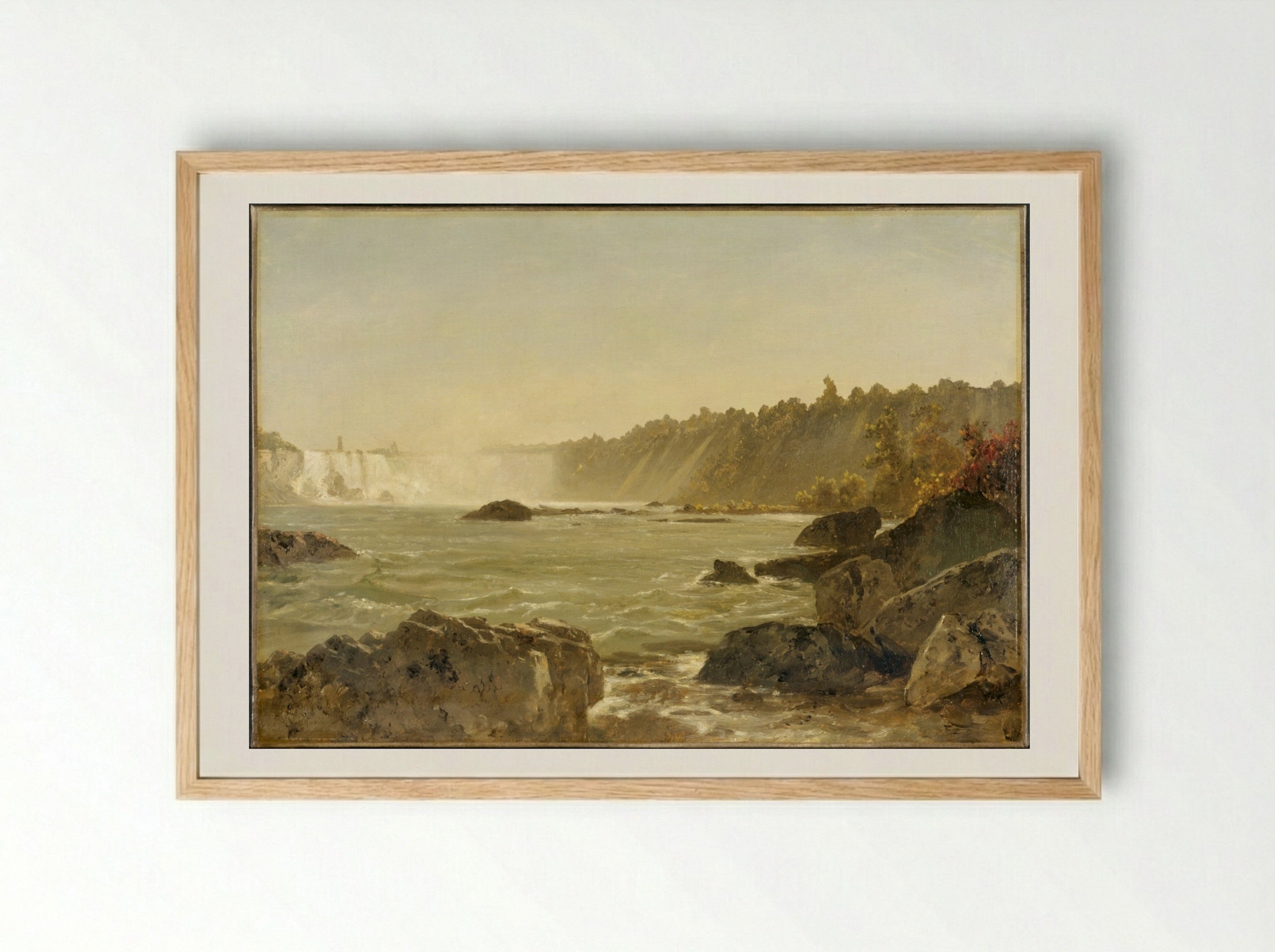 View of Niagara Falls - John Frederick Kensett - Framed Print Wood