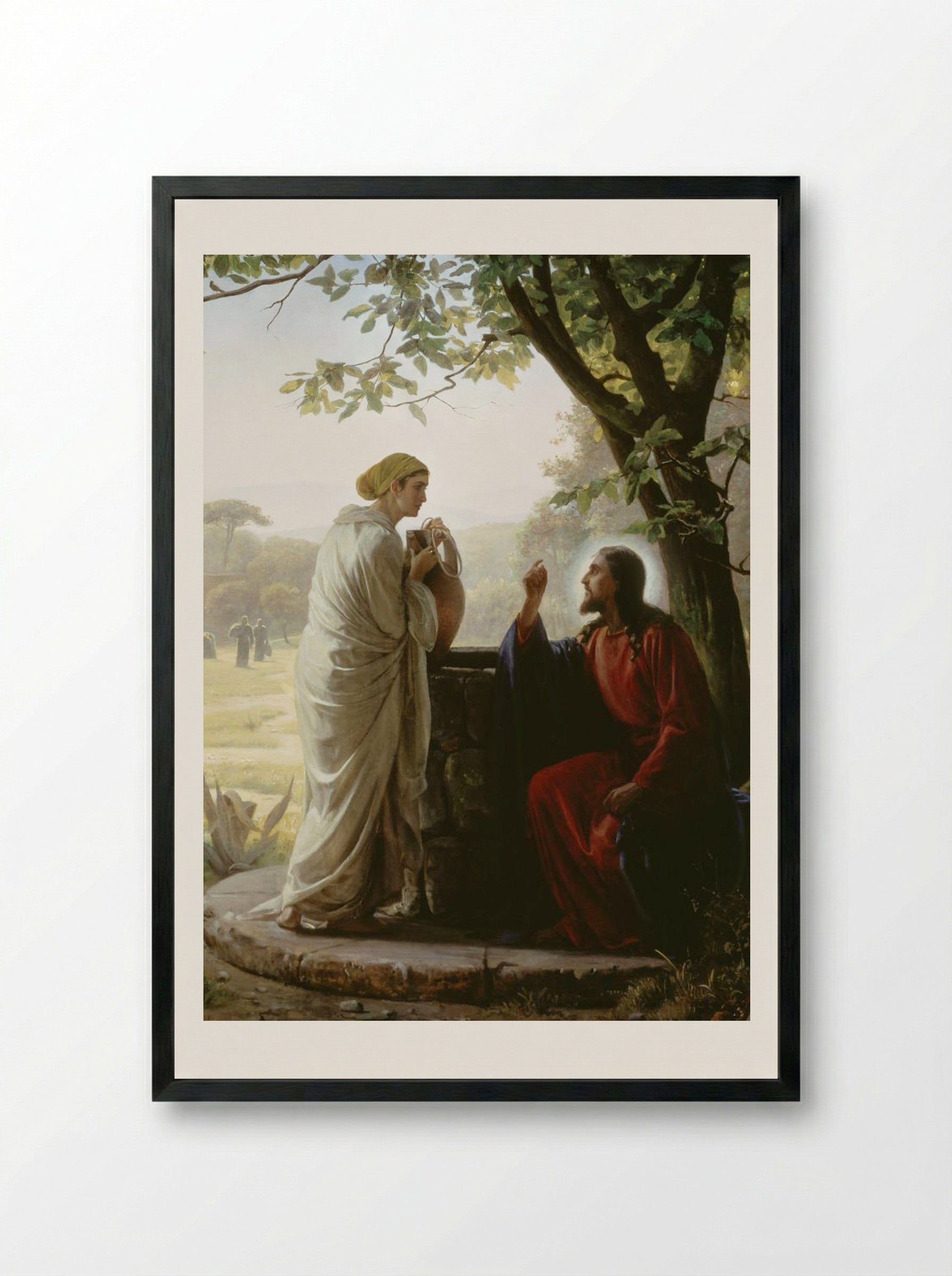 Woman at the Well - Carl Bloch - Framed Print Black