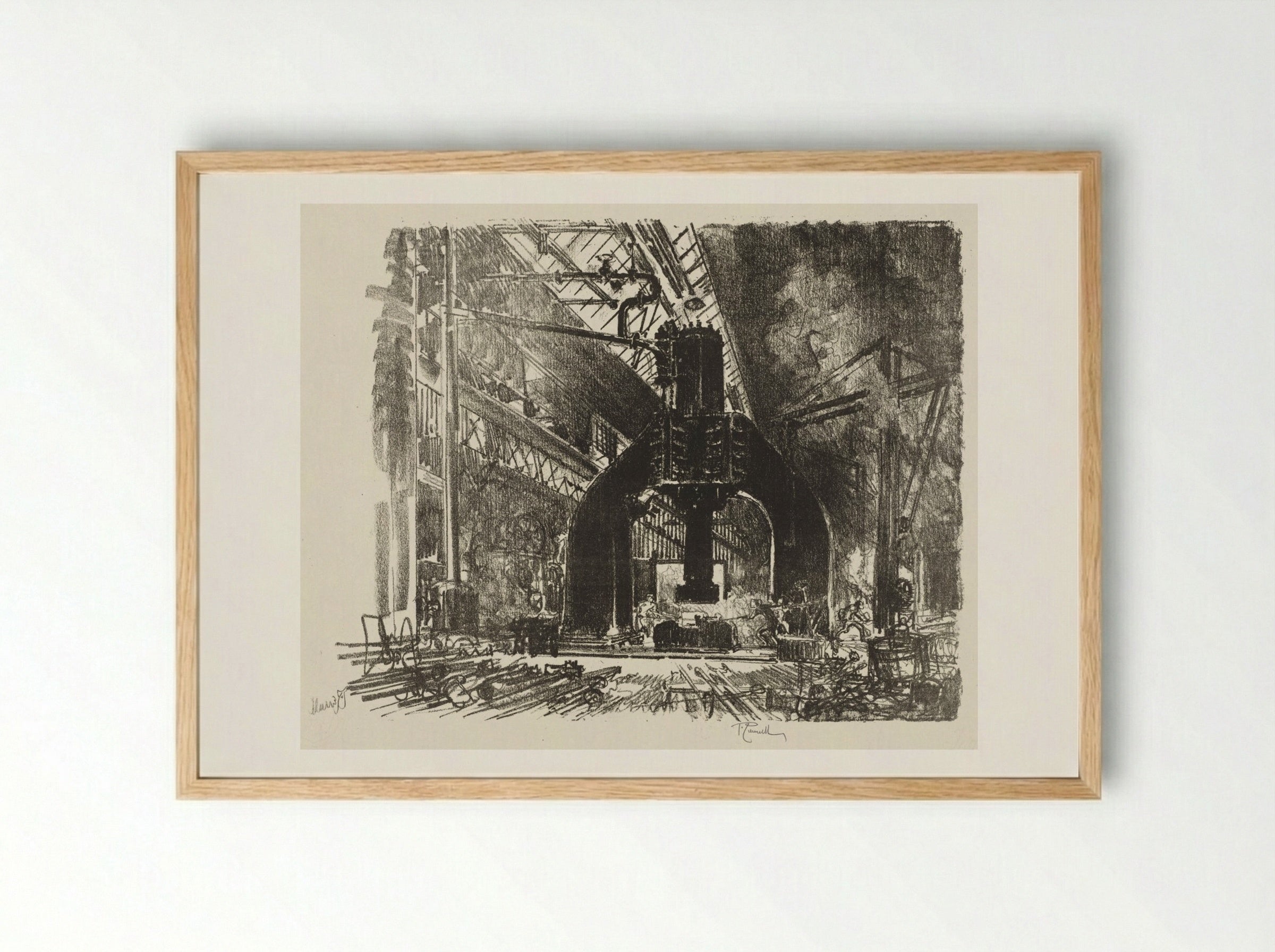 English War Work: The Great Hammer - Joseph Pennell - Framed Print Wood