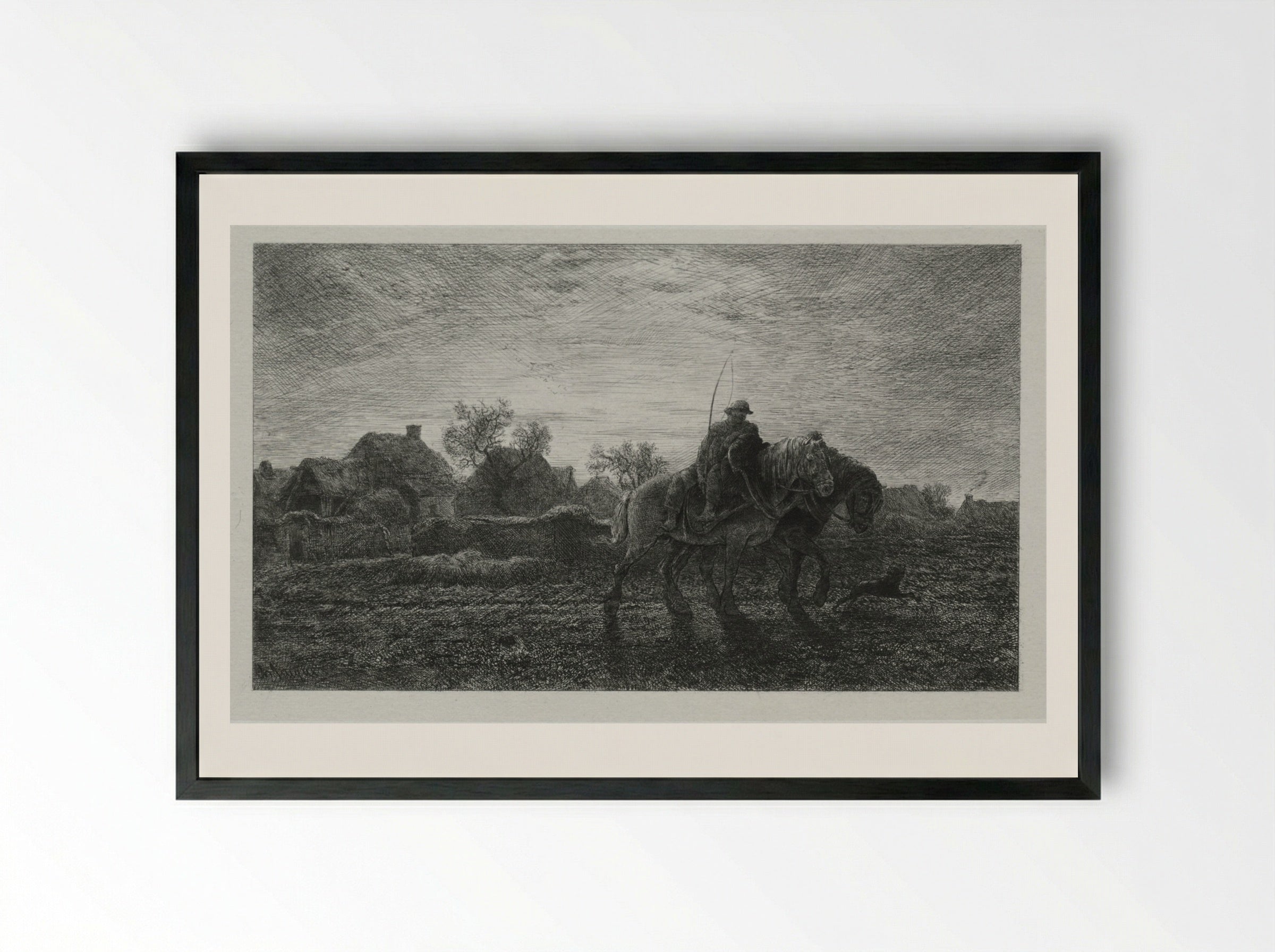 The Morning - Charles-Émile Jacque - Framed Print Black