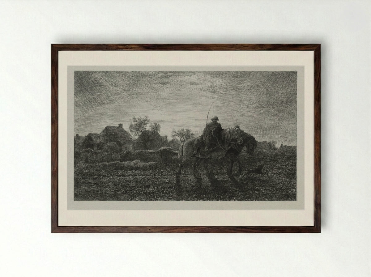 The Morning - Charles-Émile Jacque - Framed Print Dark Wood