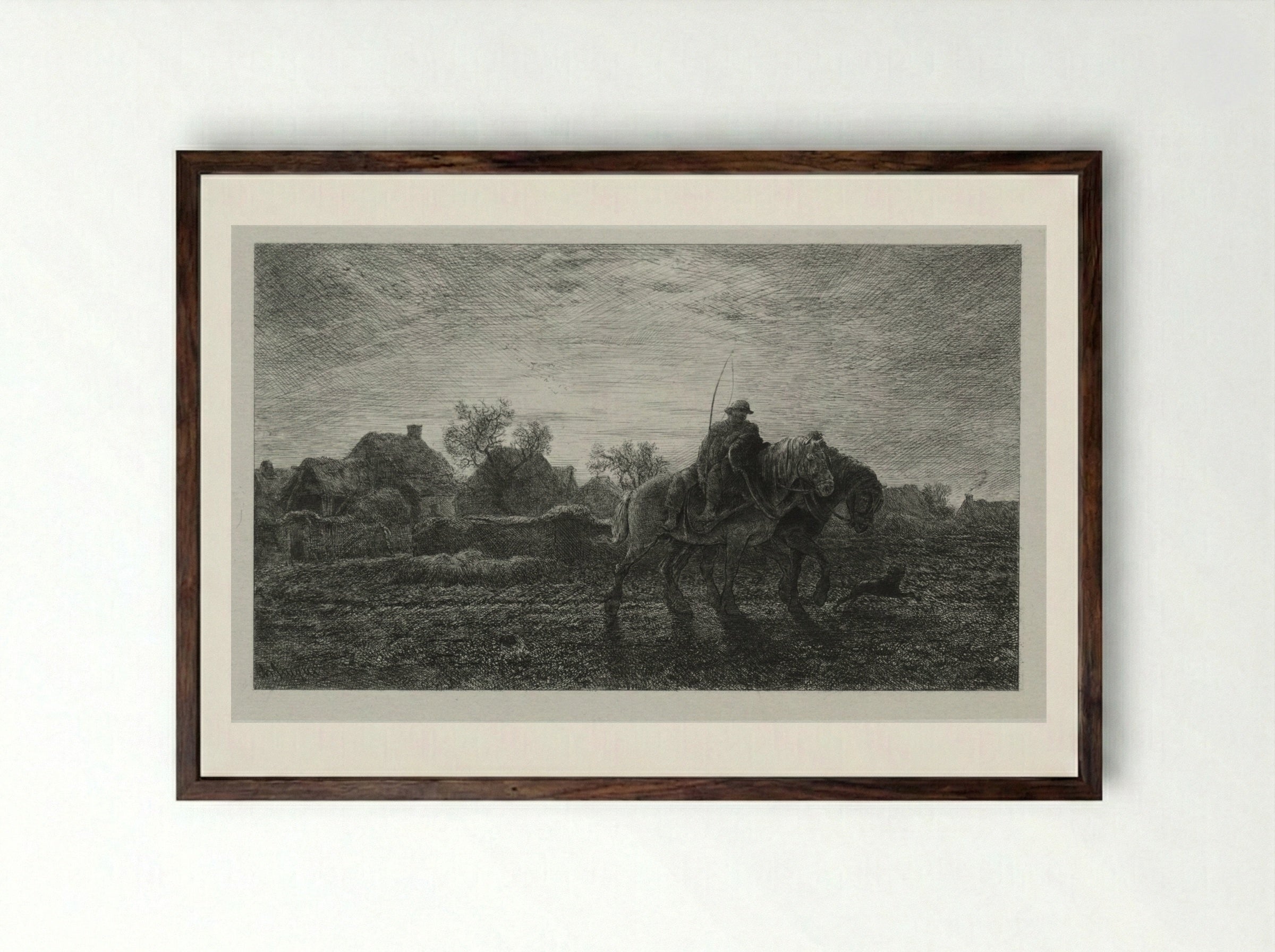 The Morning - Charles-Émile Jacque - Framed Print Dark Wood