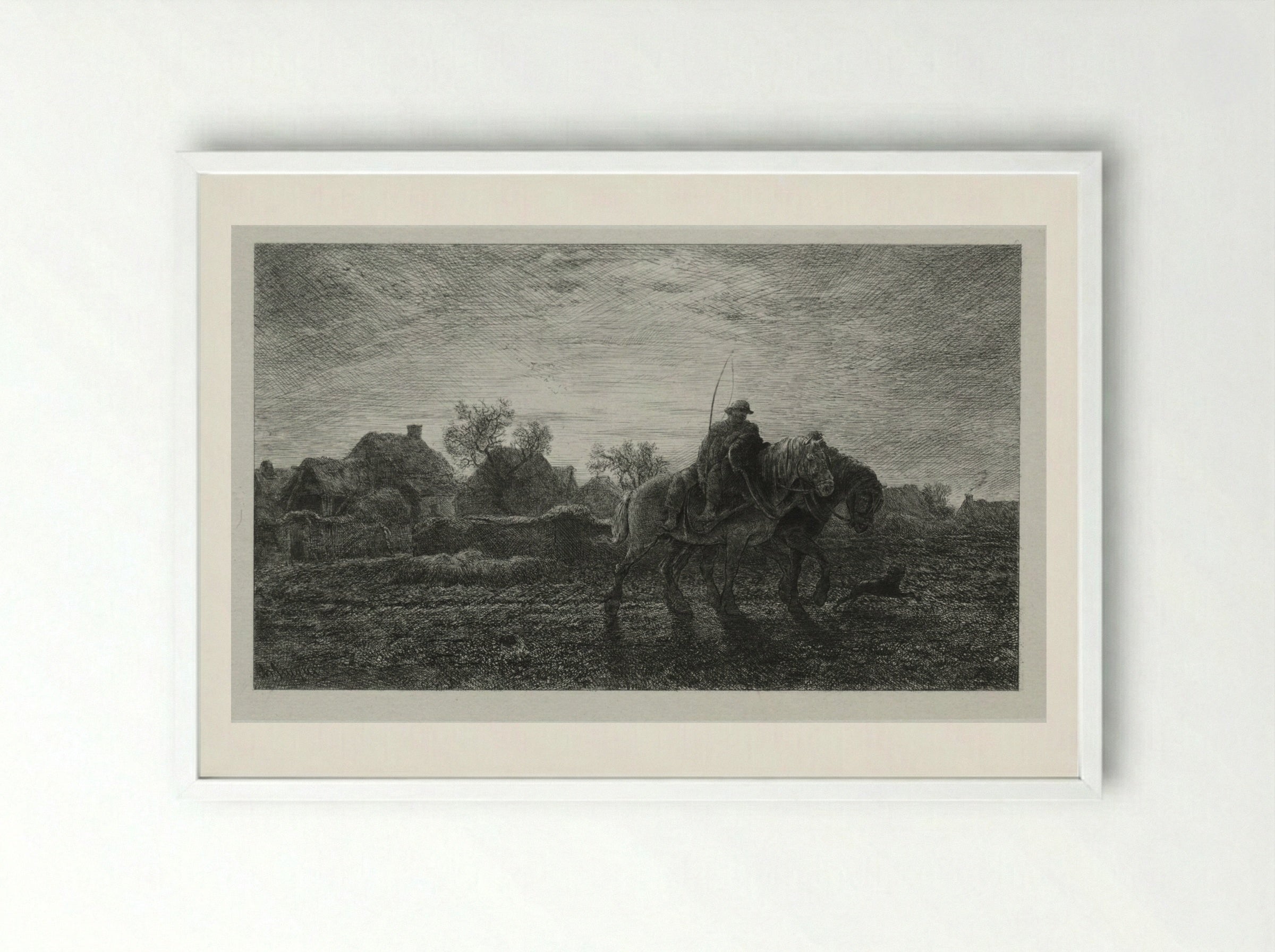 The Morning - Charles-Émile Jacque - Framed Print White