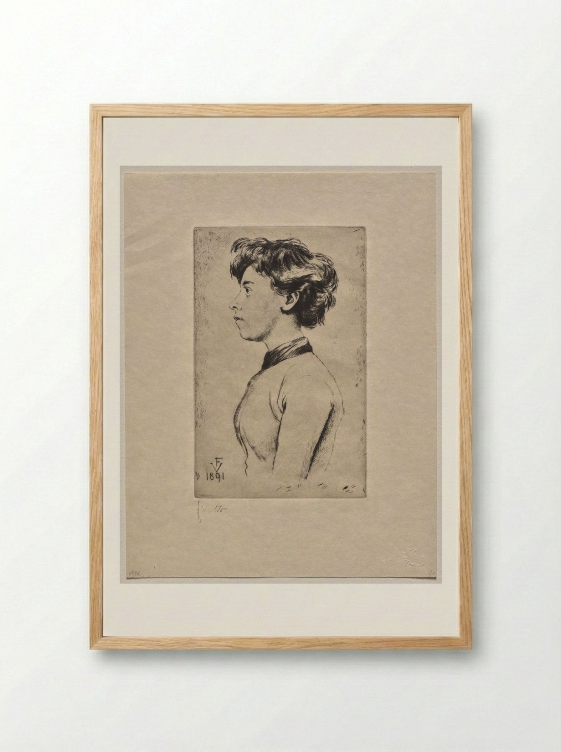 Young Girl in Profile - Félix Vallotton - Framed Print Wood
