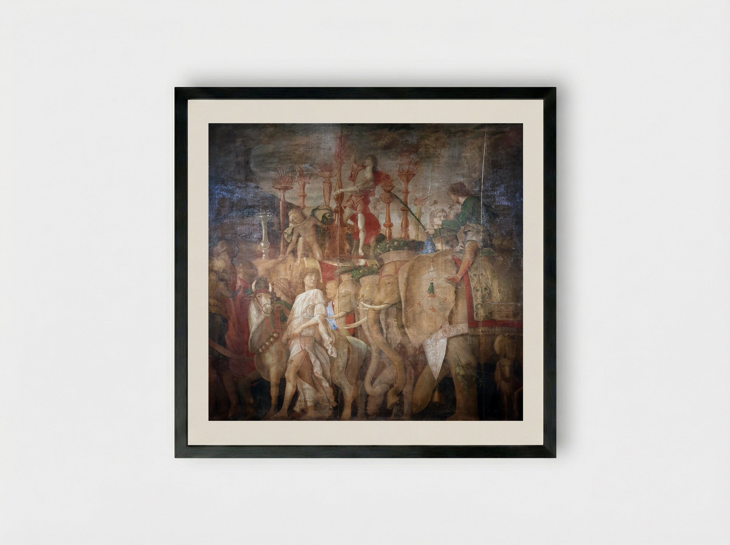 Triumph of Caesar: The Elephants - Andrea Mantegna - Framed Print Black