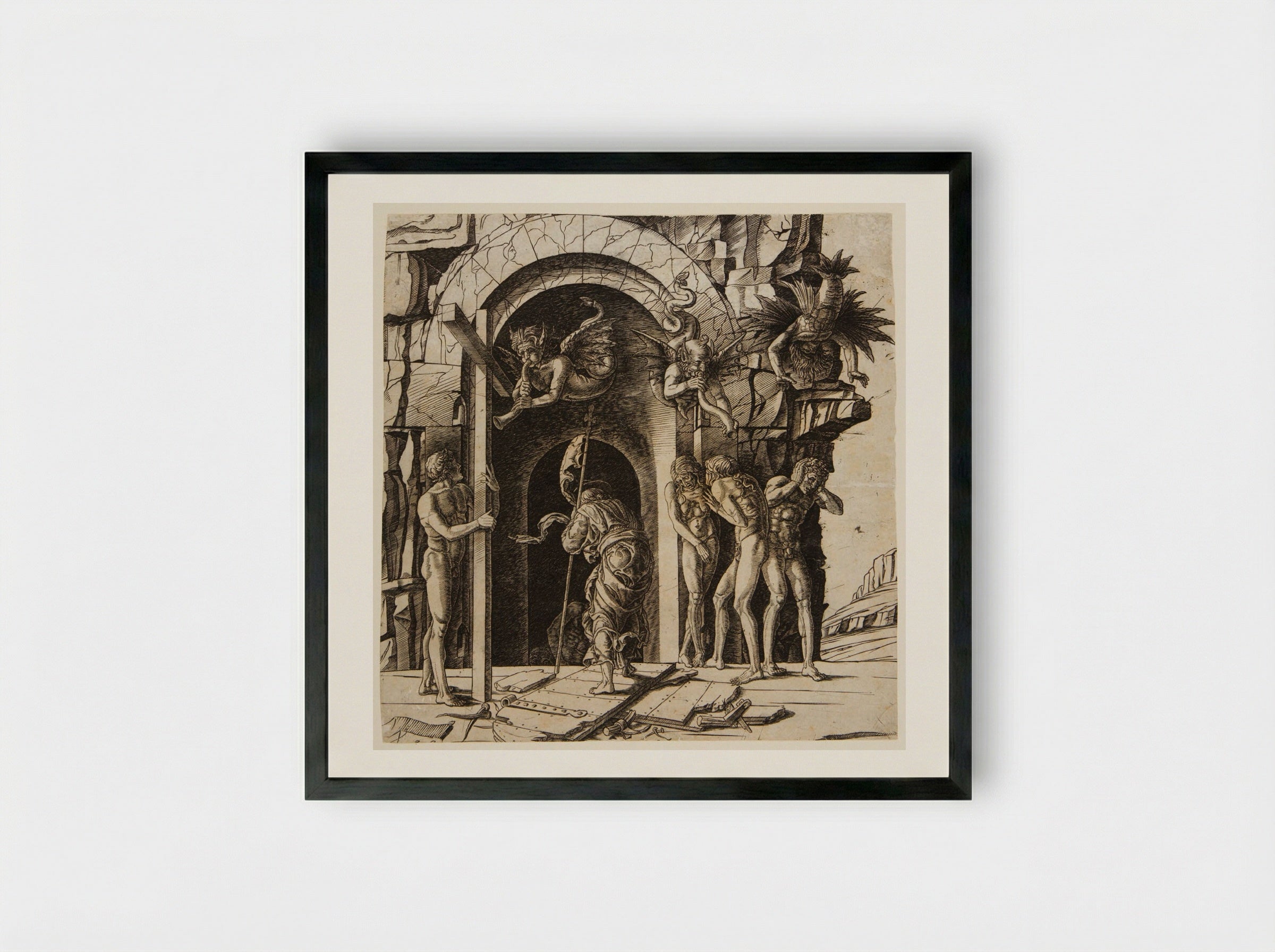 Christ Descending into Hell - Andrea Mantegna - Framed Print Black