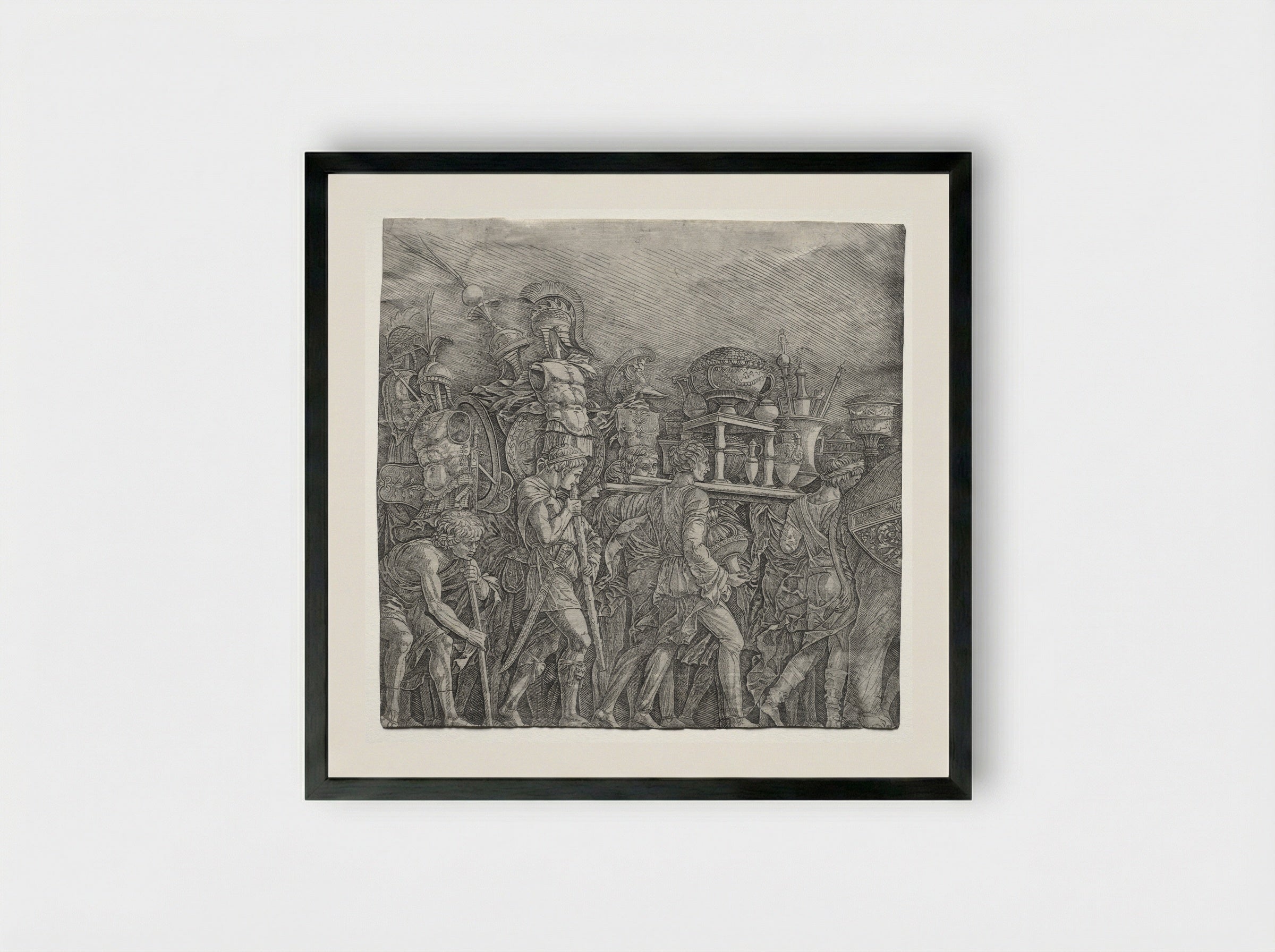 Triumph of Caesar: The Corselet Bearers - Andrea Mantegna - Framed Print Black
