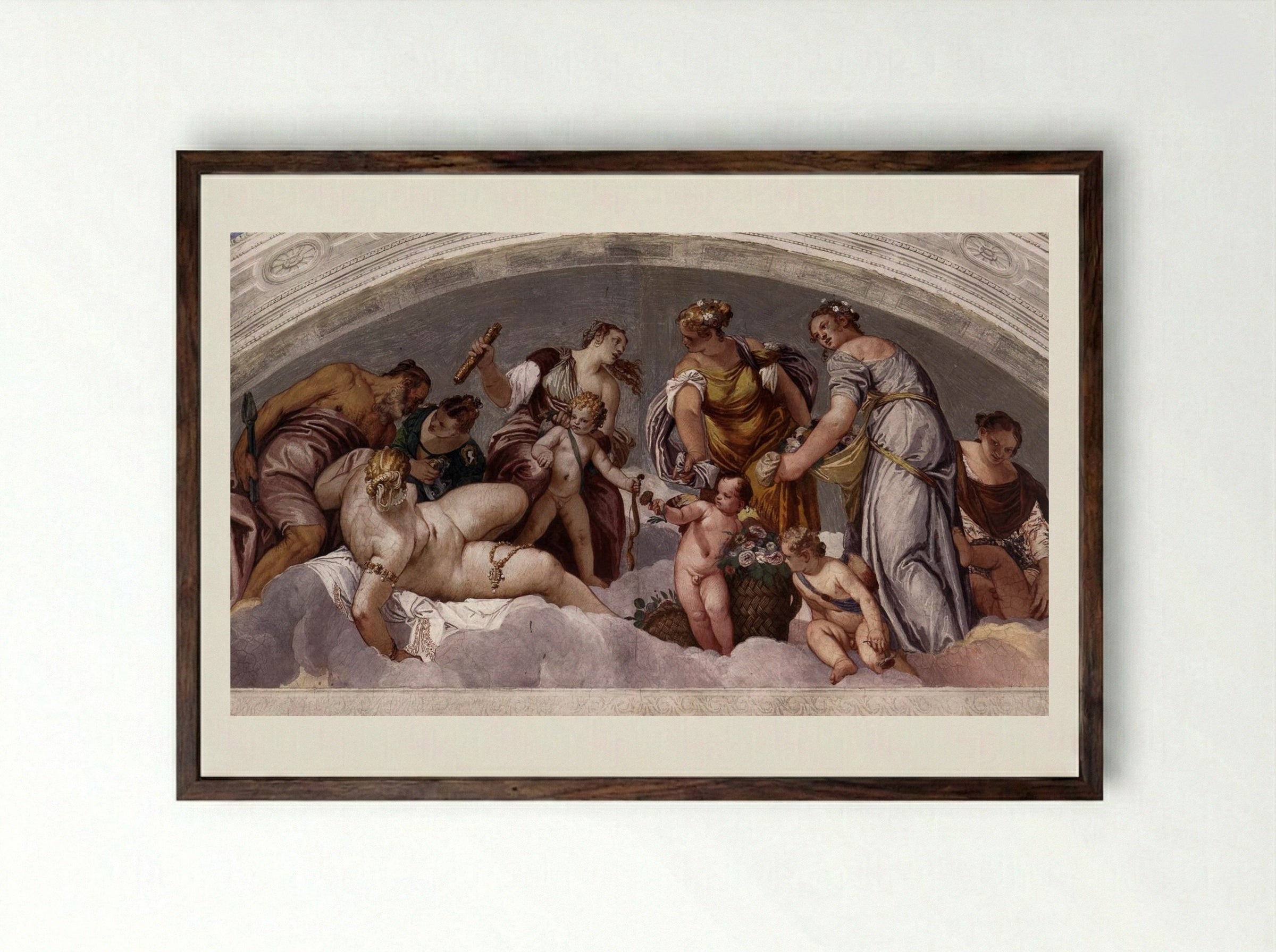 Venus and Vulcan - Paolo Veronese - Framed Print Dark Wood
