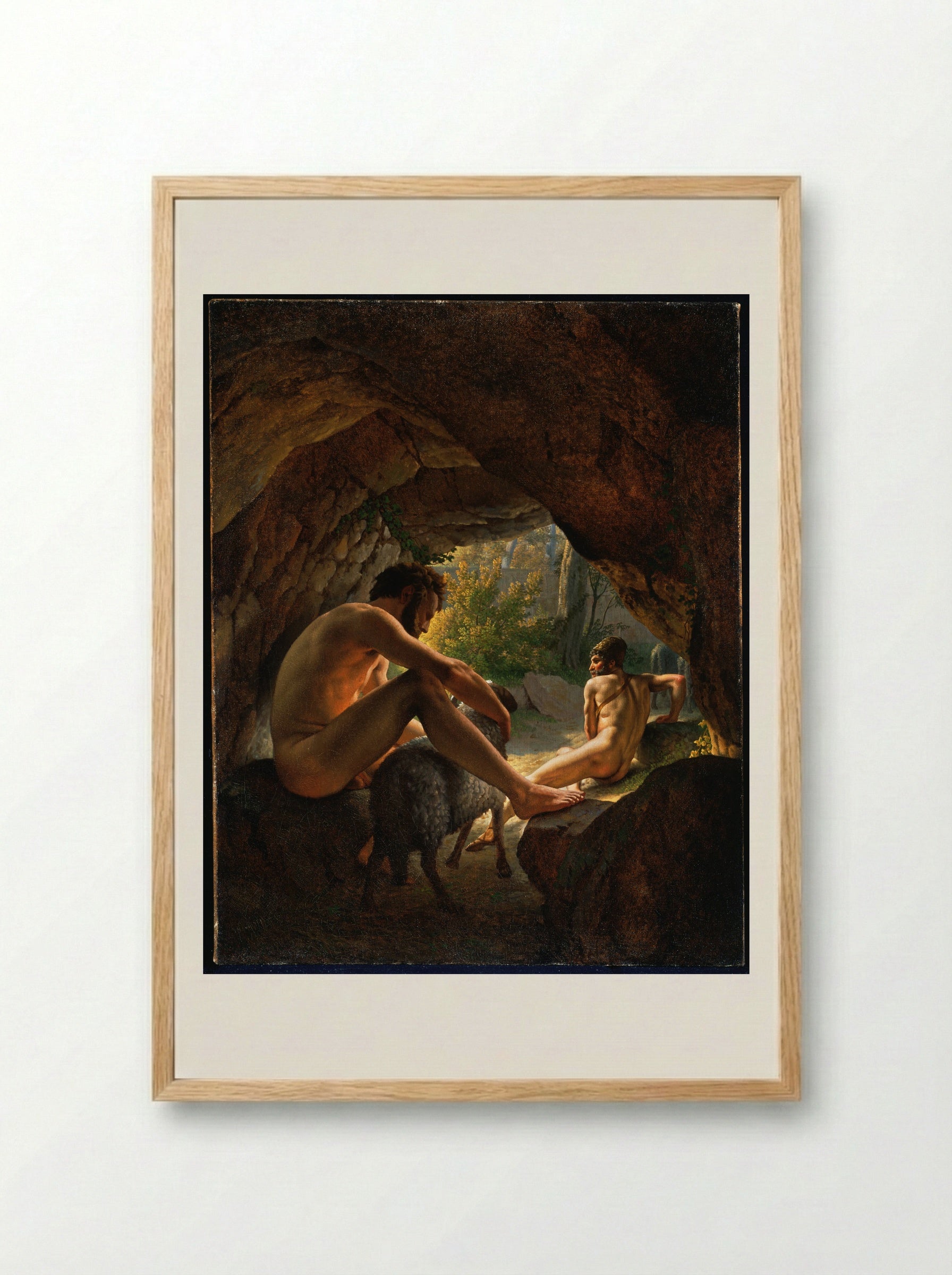 Ulysses Fleeing the Cave of Polyphemus - Christoffer Wilhelm Eckersberg - Framed Print Wood