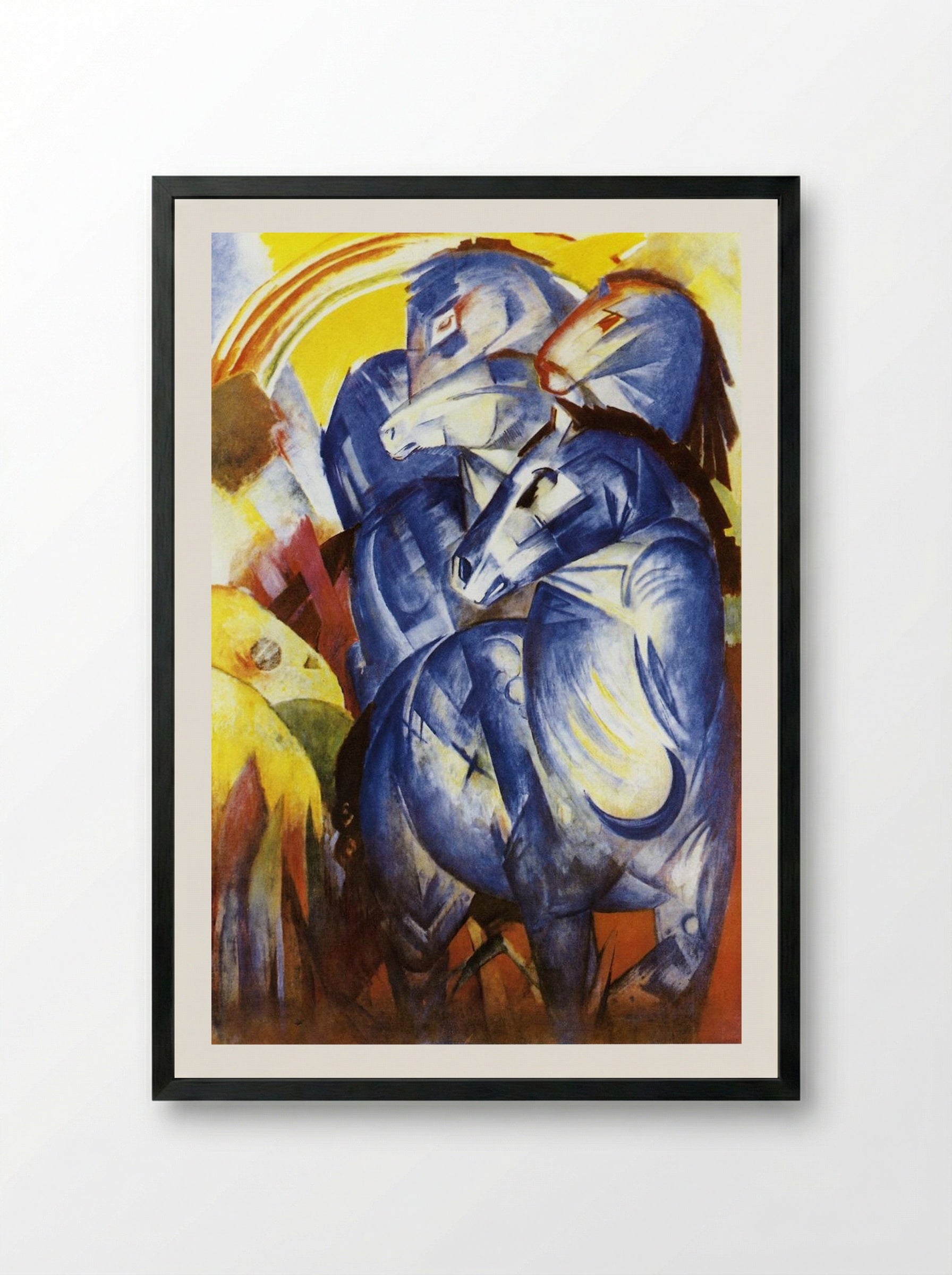 Blue Horses - Franz Marc - Framed Print Black