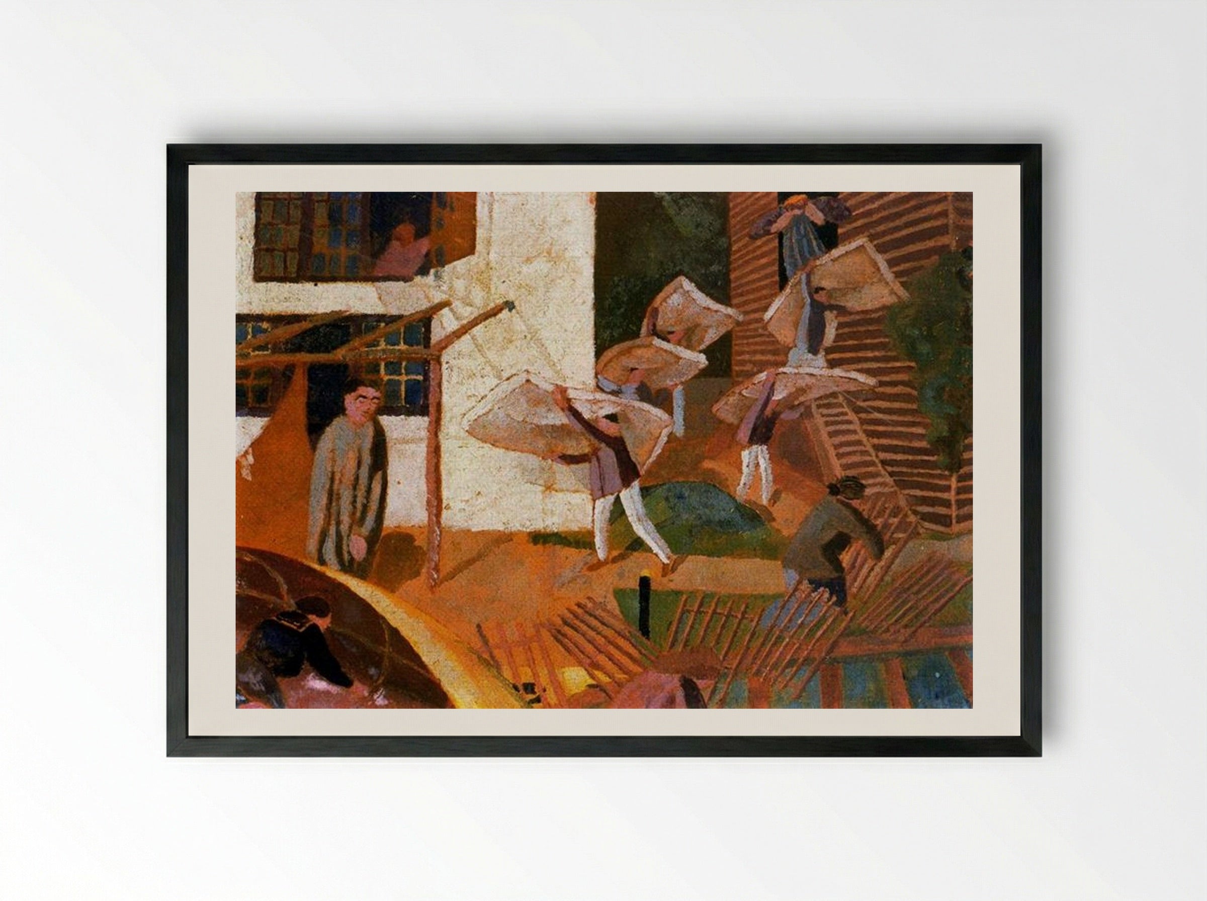 Carrying Mattresses - Stanley Spencer - Framed Print Black