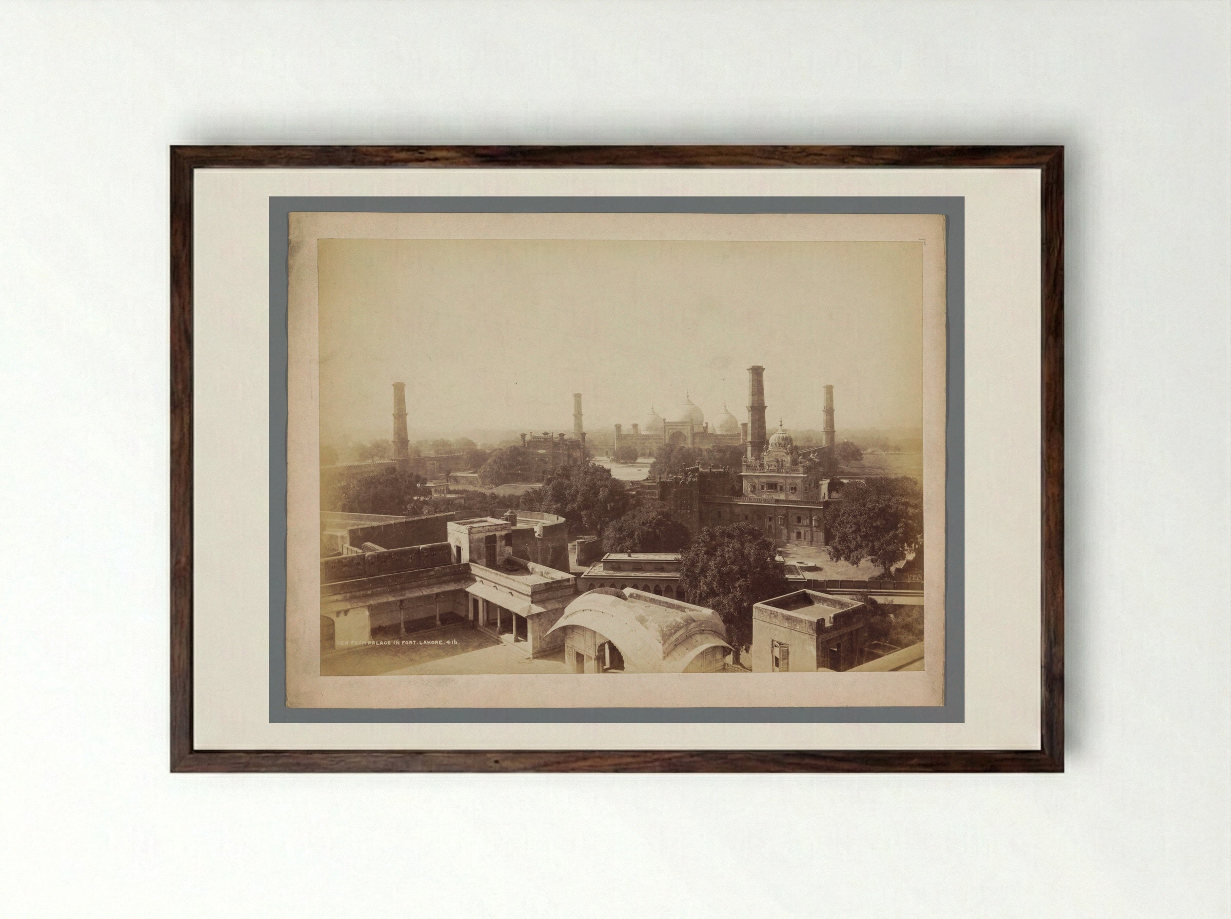 View from Palace in Fort Lahore - Samuel Bourne - Framed Print Dark Wood