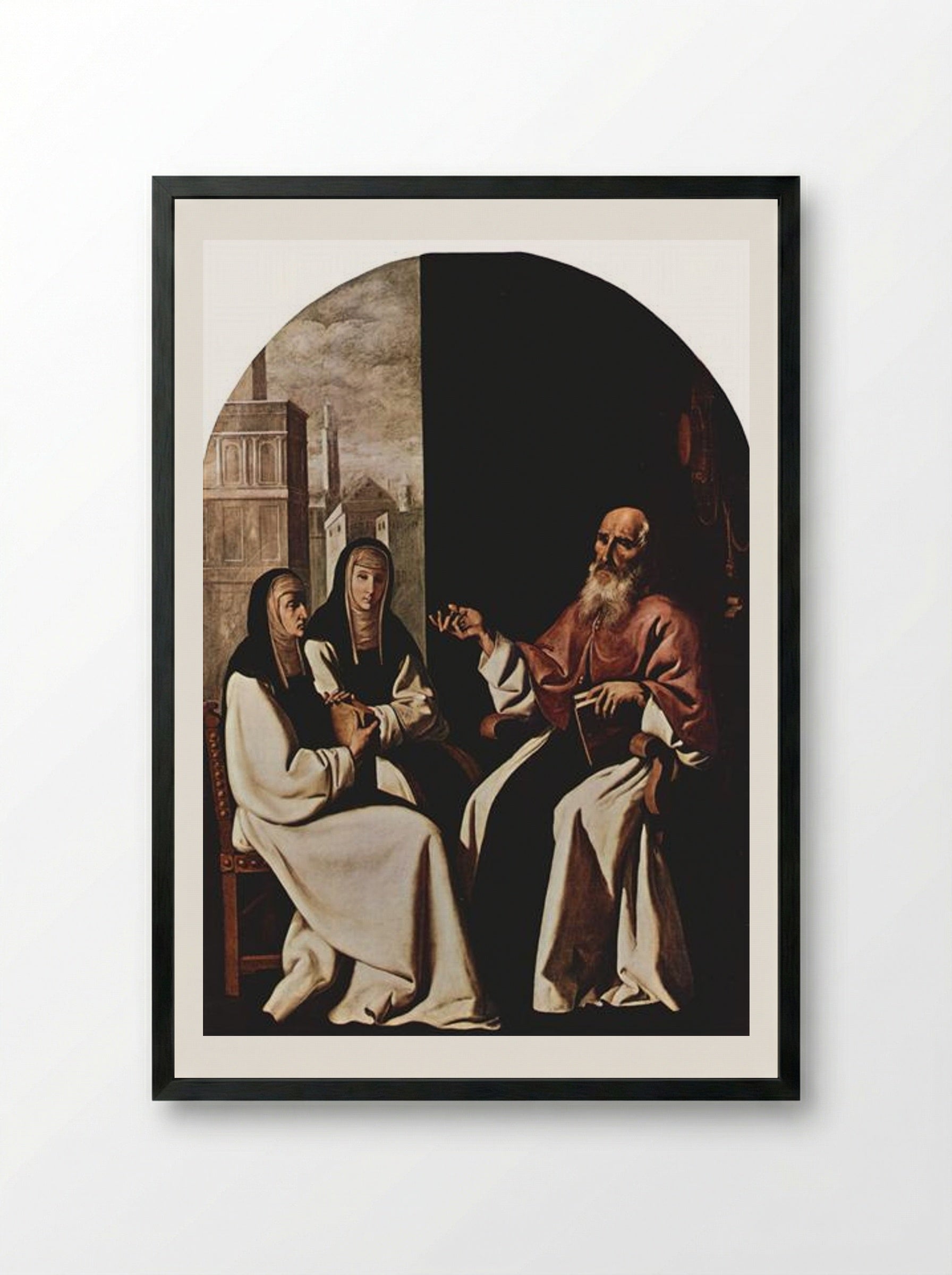 St. Jerome with St. Paula and St. Eustochium - Francisco de Zurbarán - Framed Print Black