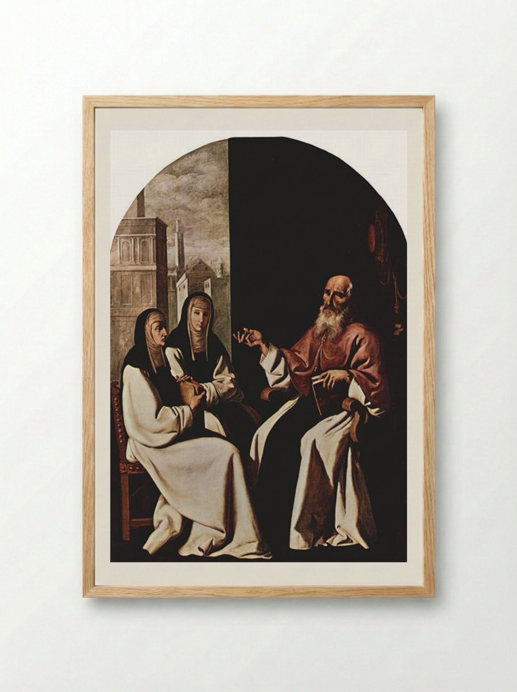 St. Jerome with St. Paula and St. Eustochium - Francisco de Zurbarán - Framed Print Wood