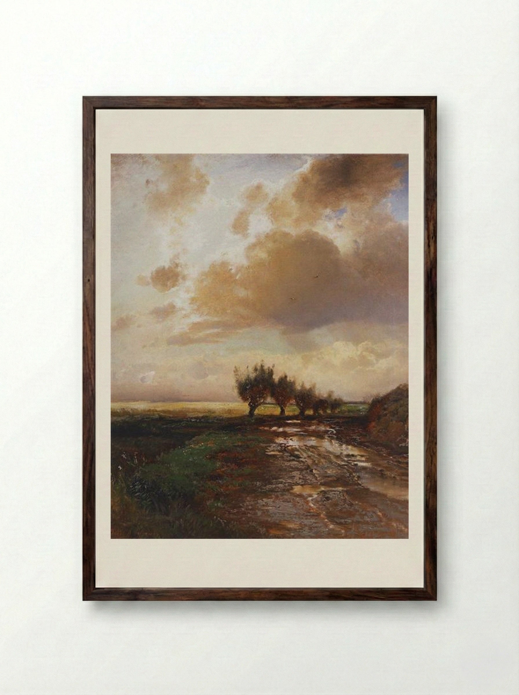 Country Road - Aleksey Savrasov - Framed Print Dark Wood