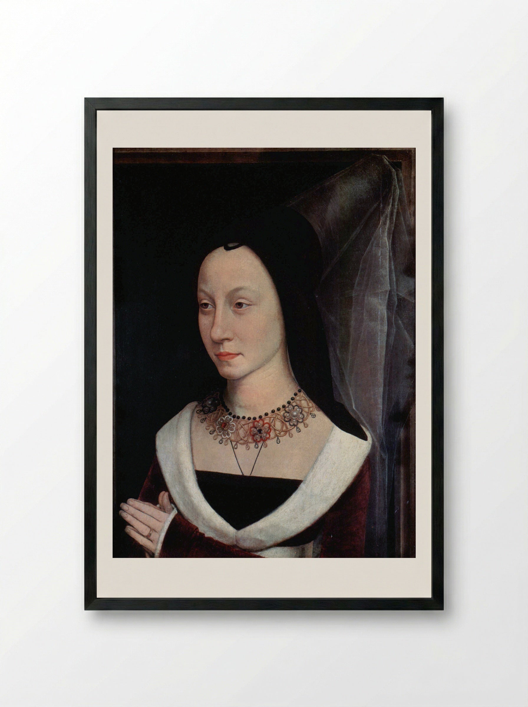 Portrait of Maria Portinari - Hans Memling - Framed Print Black