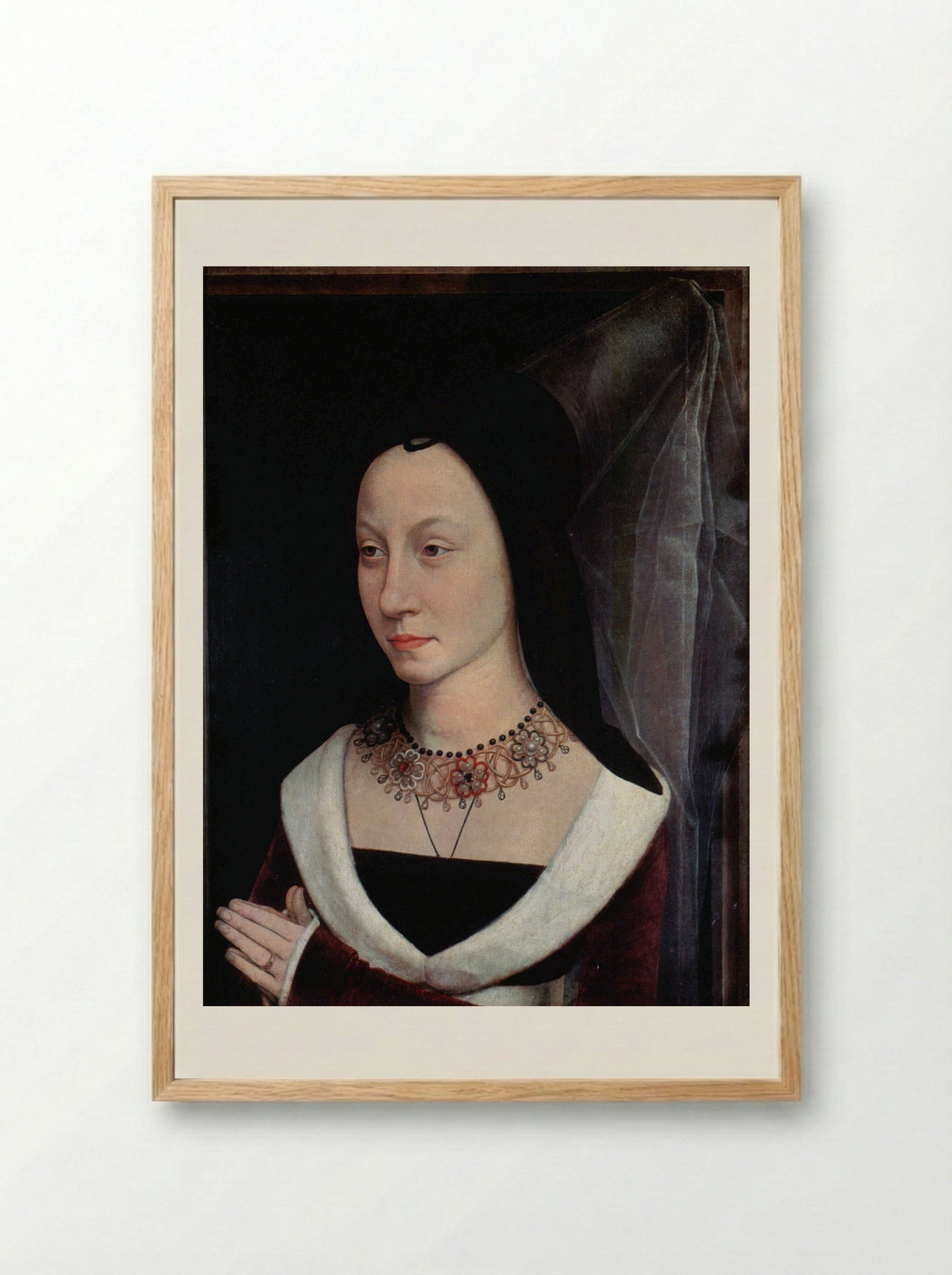 Portrait of Maria Portinari - Hans Memling - Framed Print Wood
