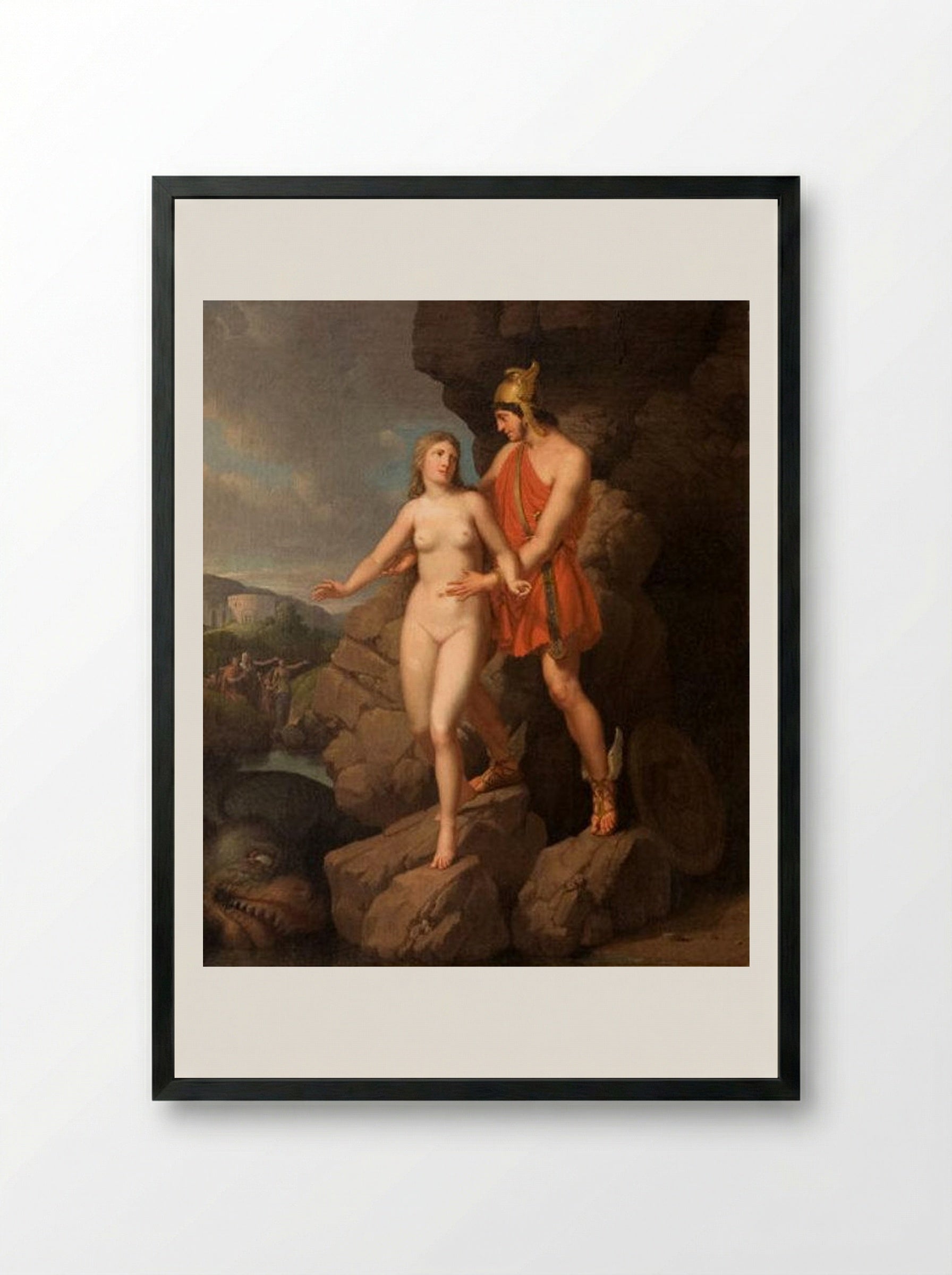 Perseus Delivering Andromeda - Christoffer Wilhelm Eckersberg - Framed Print Black