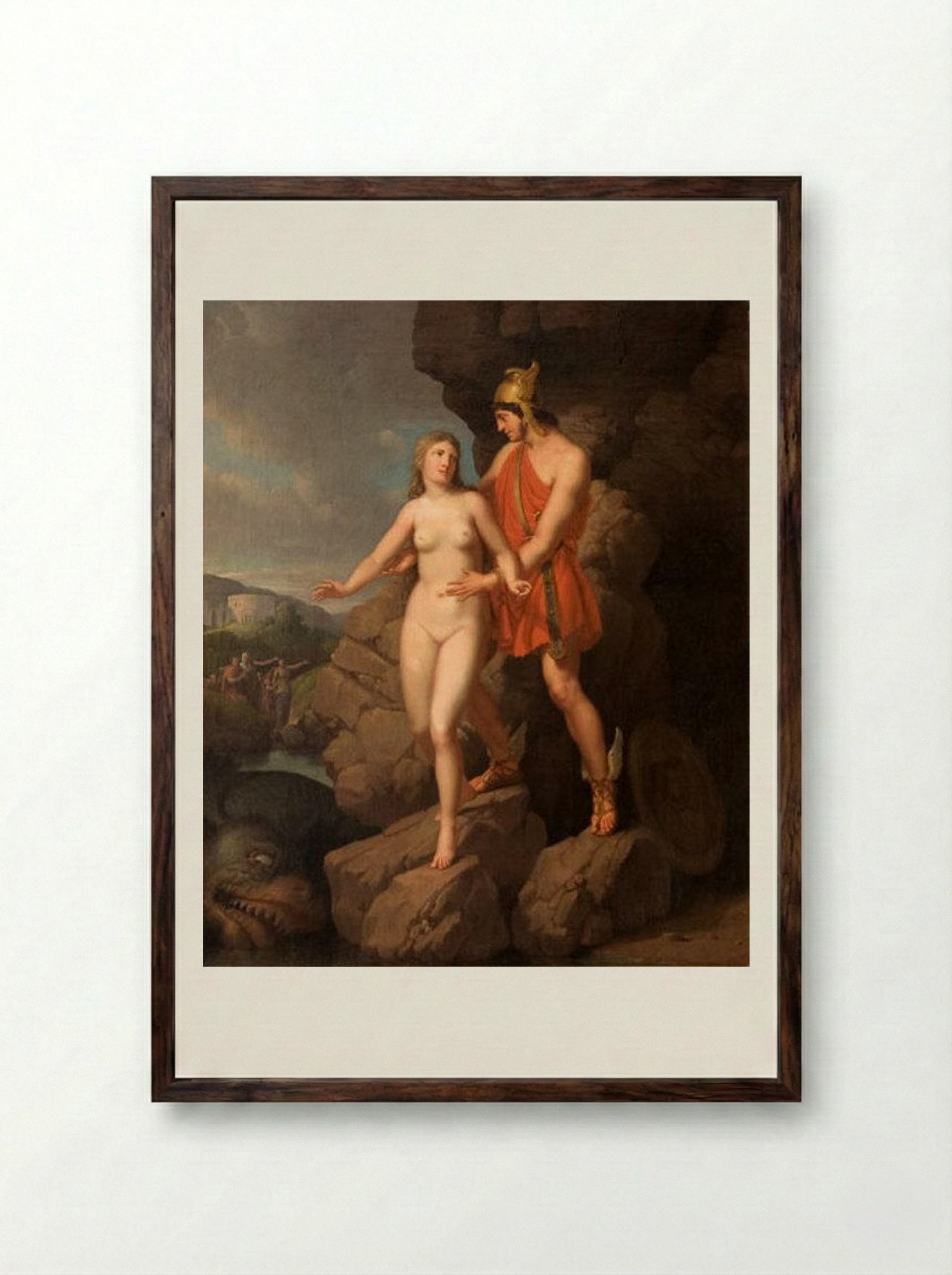 Perseus Delivering Andromeda - Christoffer Wilhelm Eckersberg - Framed Print Dark Wood