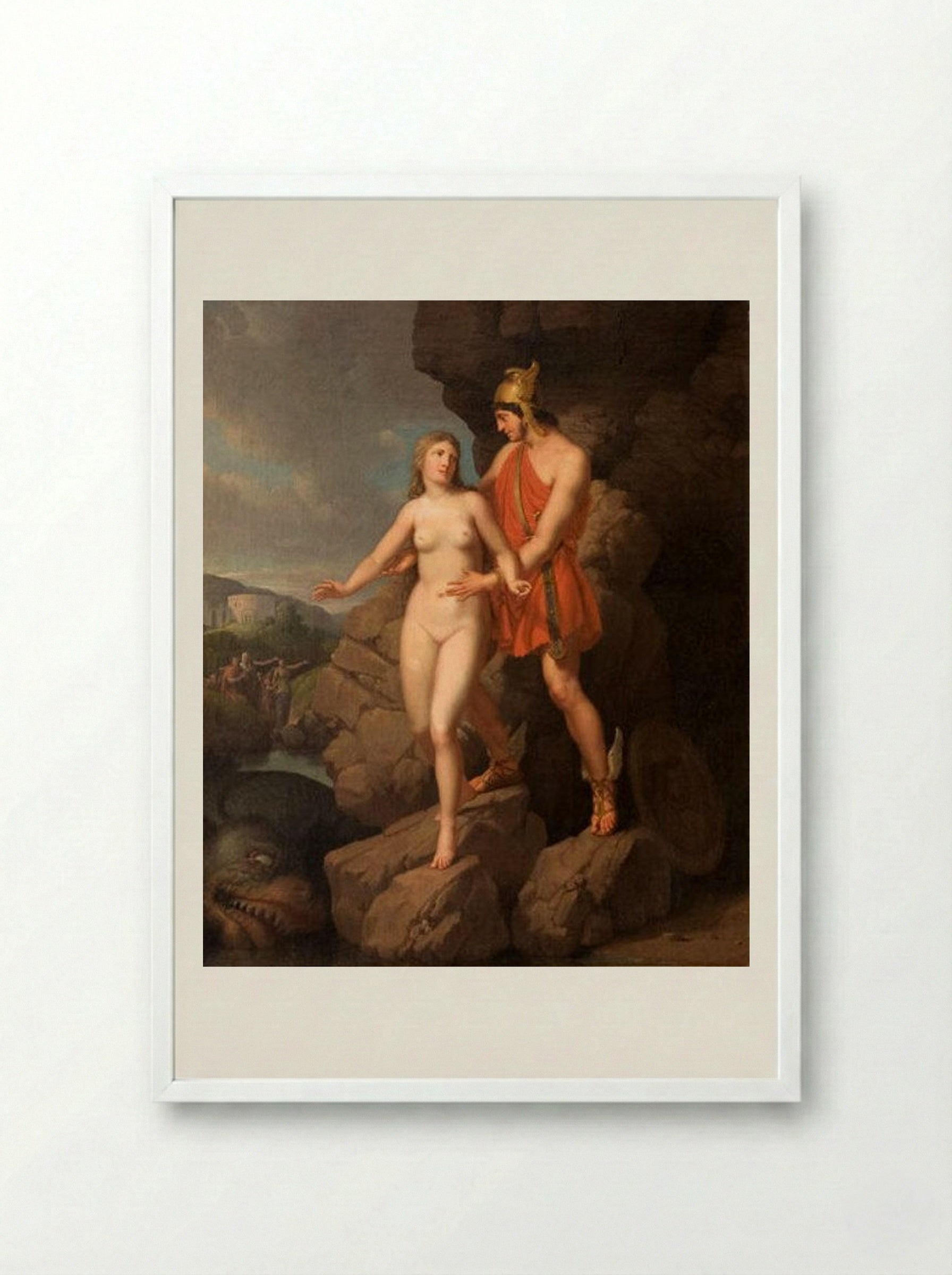 Perseus Delivering Andromeda - Christoffer Wilhelm Eckersberg - Framed Print White