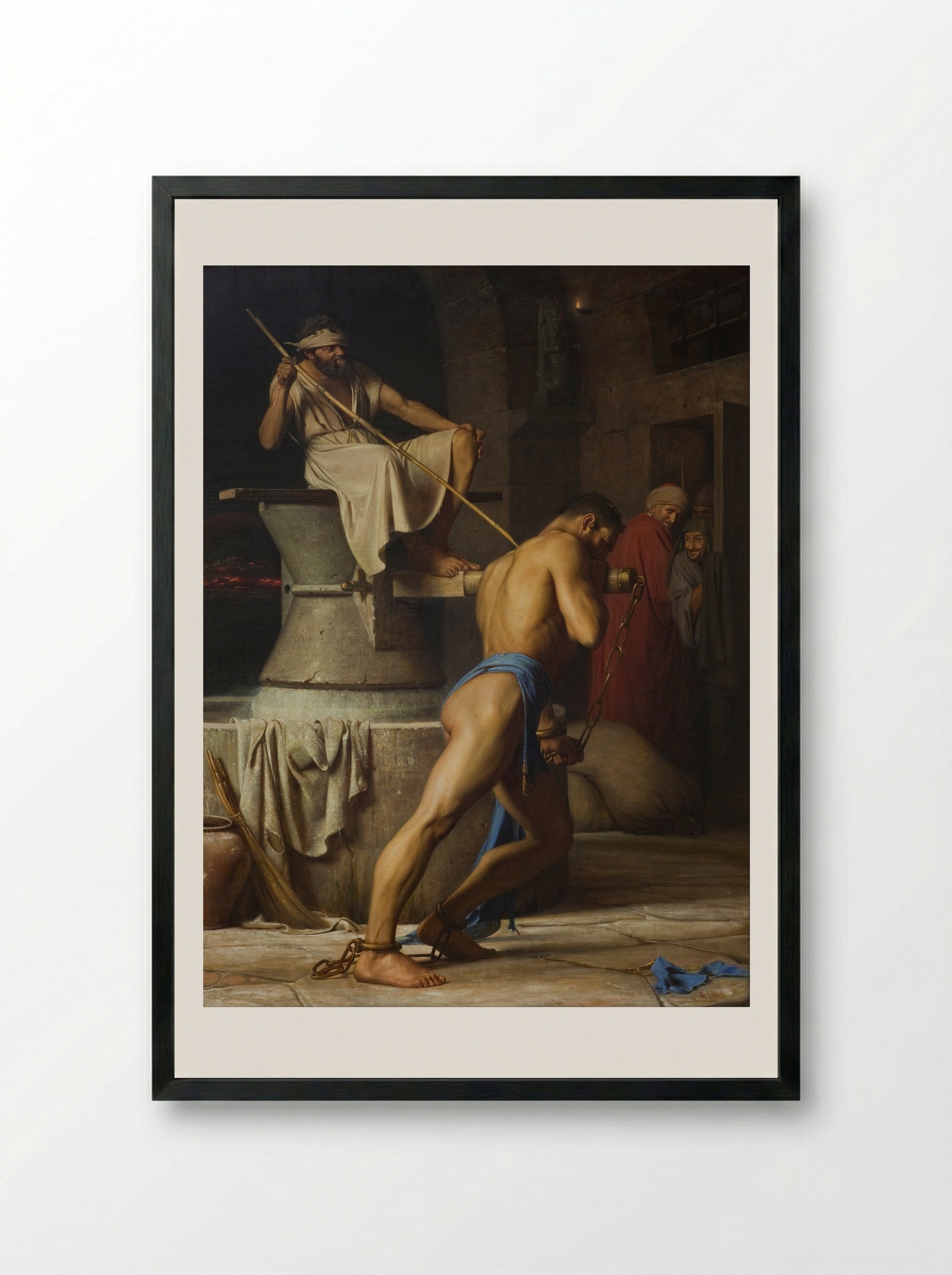 Samson in the Mill - Carl Bloch - Framed Print Black