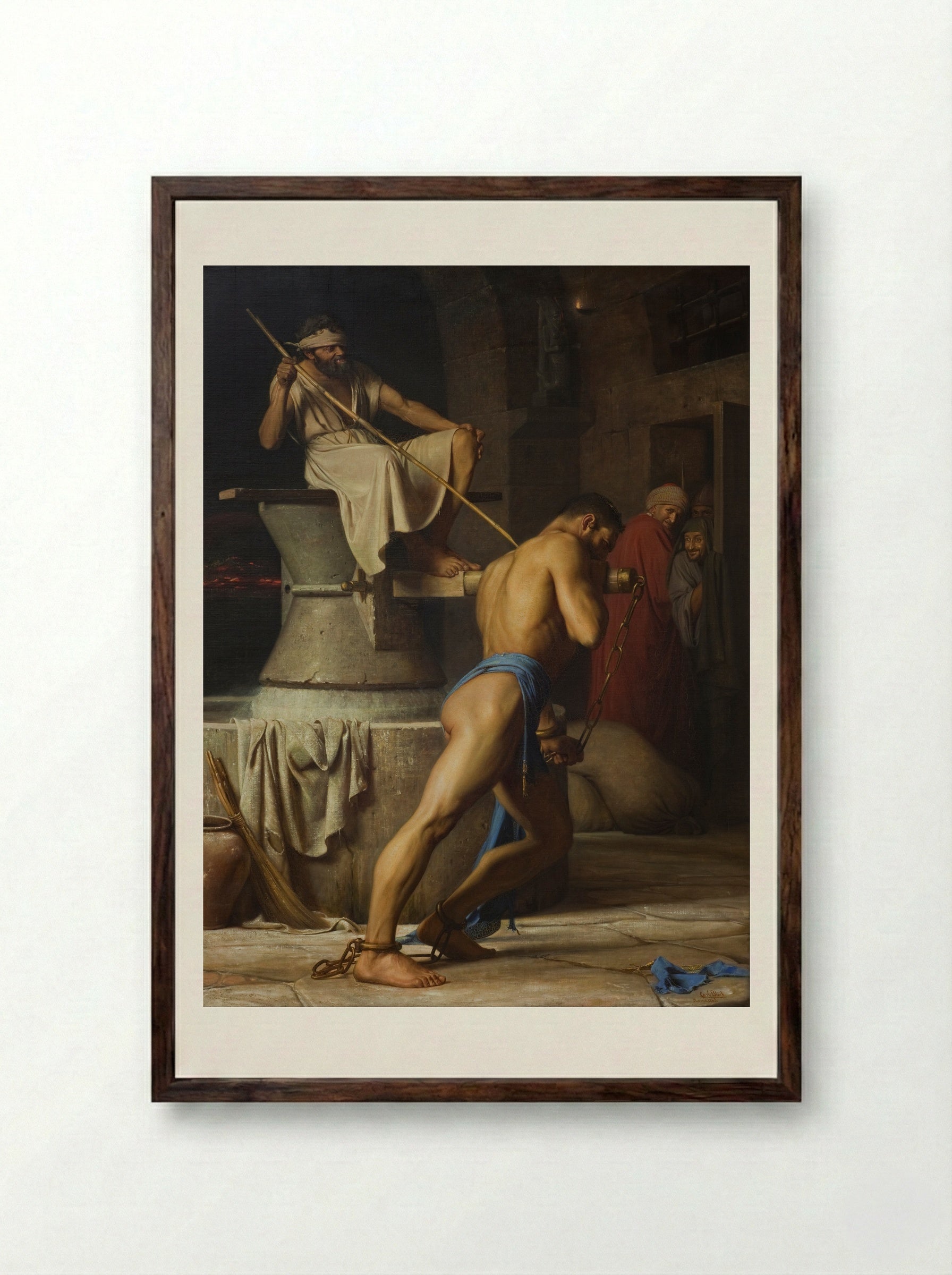 Samson in the Mill - Carl Bloch - Framed Print Dark Wood