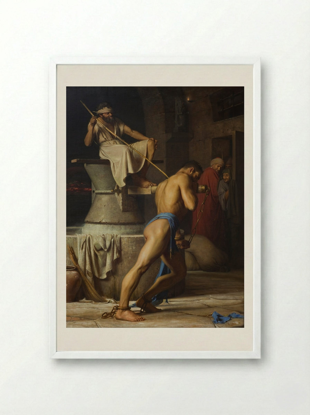 Samson in the Mill - Carl Bloch - Framed Print White