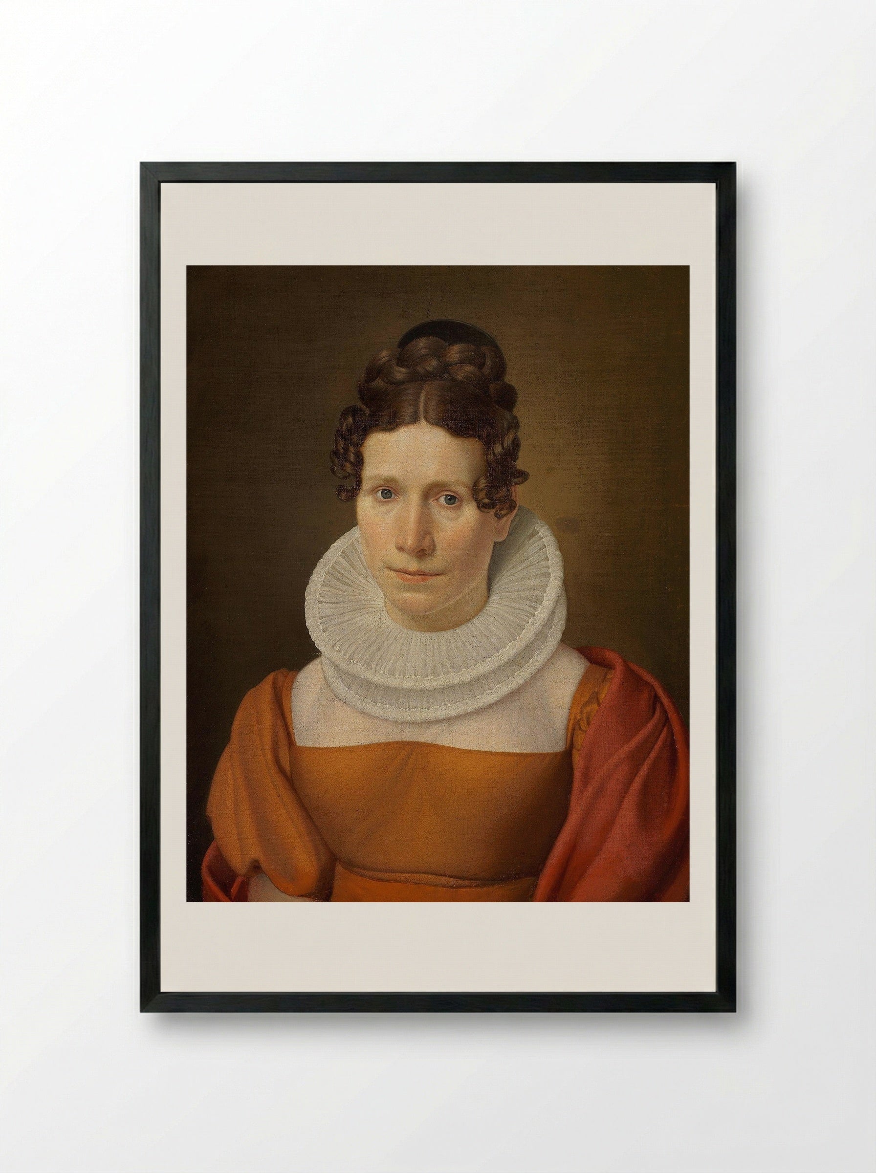 Portrait of Faktor Fjellerups Kone - Christoffer Wilhelm Eckersberg - Framed Print Black