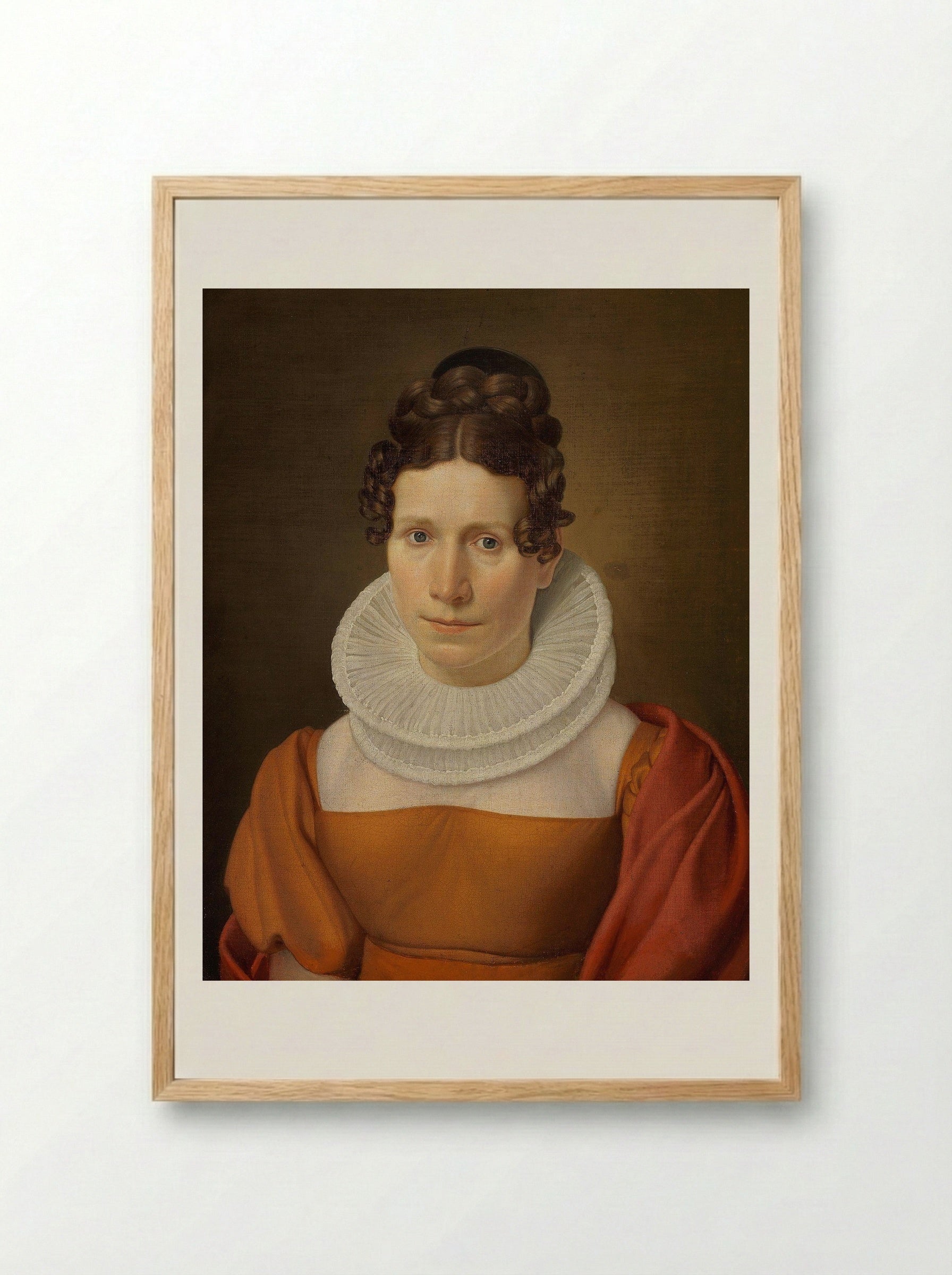 Portrait of Faktor Fjellerups Kone - Christoffer Wilhelm Eckersberg - Framed Print Wood
