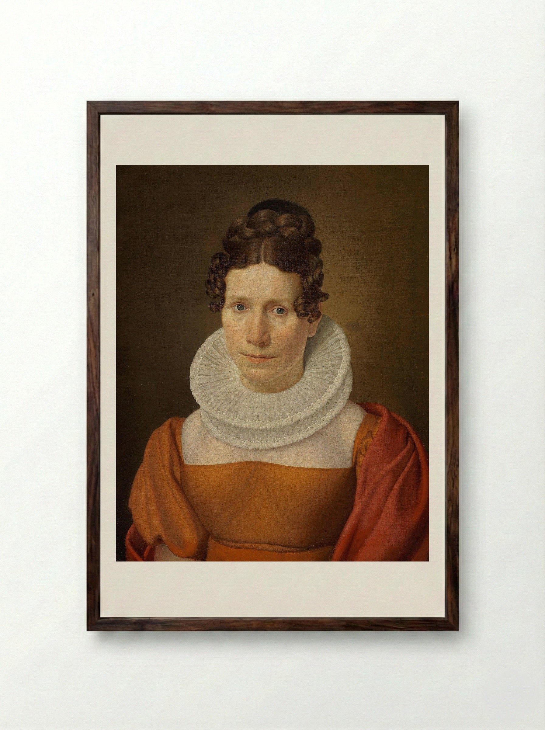 Portrait of Faktor Fjellerups Kone - Christoffer Wilhelm Eckersberg - Framed Print Dark Wood