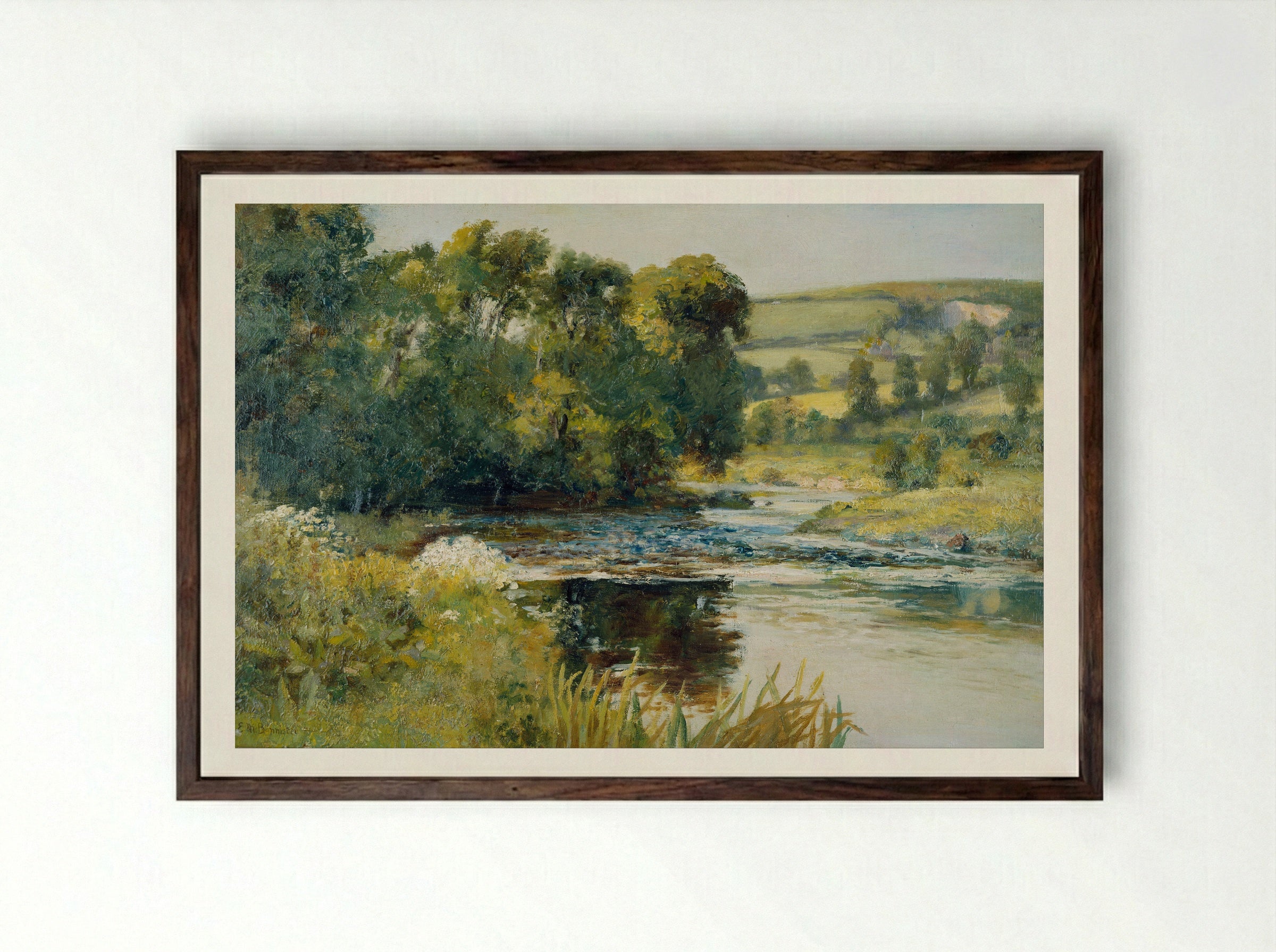 Streamside - Edward Mitchell Bannister - Framed Print Dark Wood