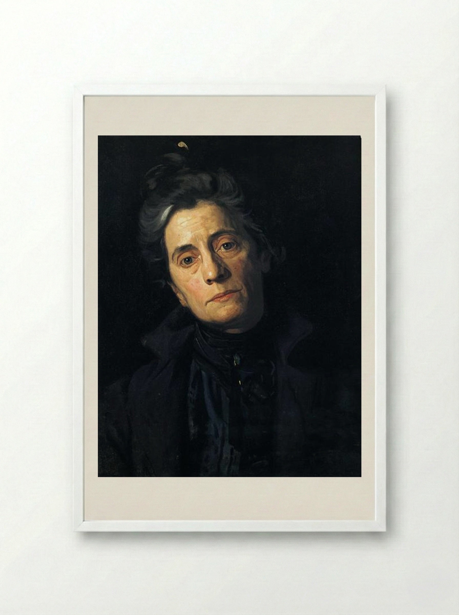 Portrait of Susan MacDowell Eakins - Thomas Eakins - Framed Print White