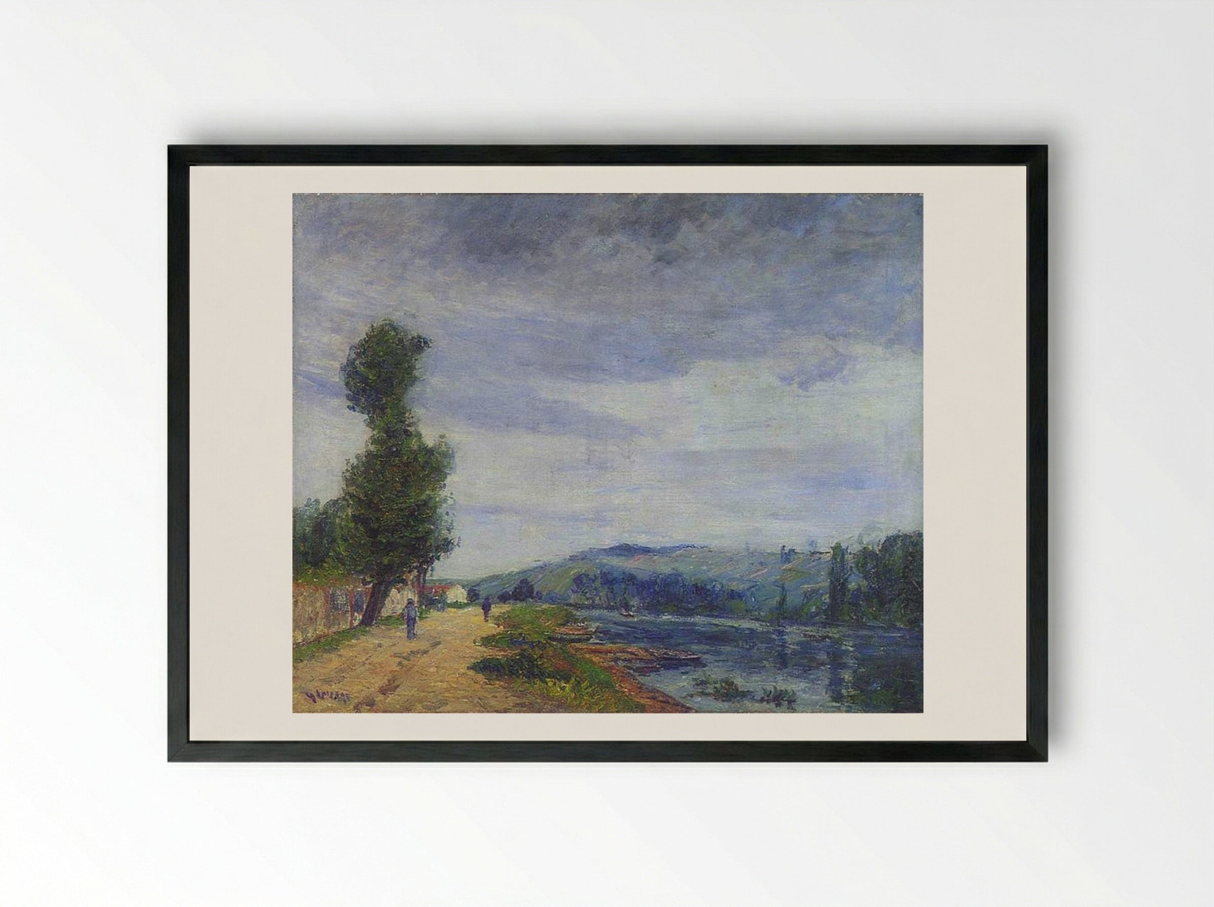 By the Seine, Stormy Weather - Gustave Loiseau - Framed Print Black