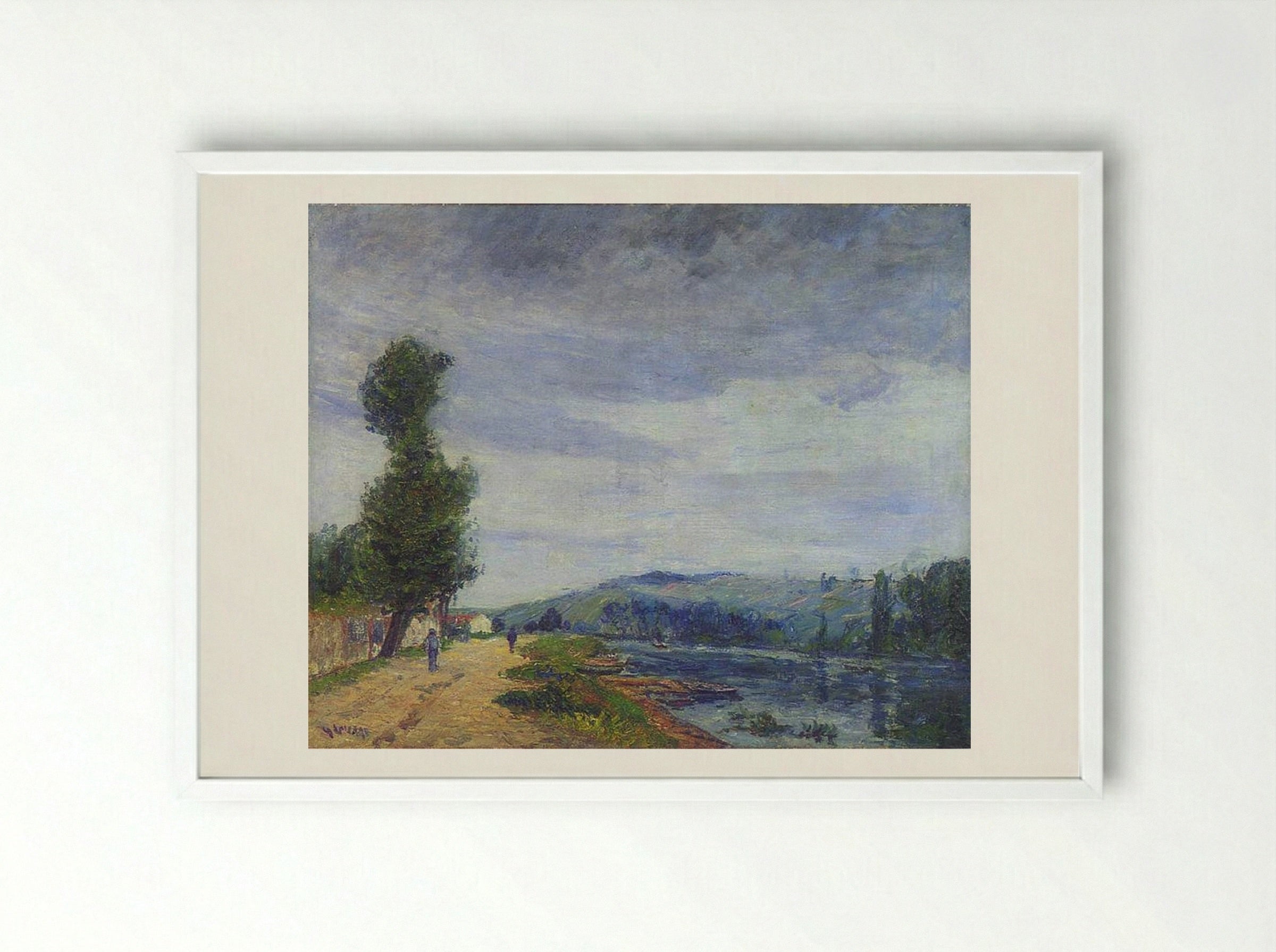 By the Seine, Stormy Weather - Gustave Loiseau - Framed Print White