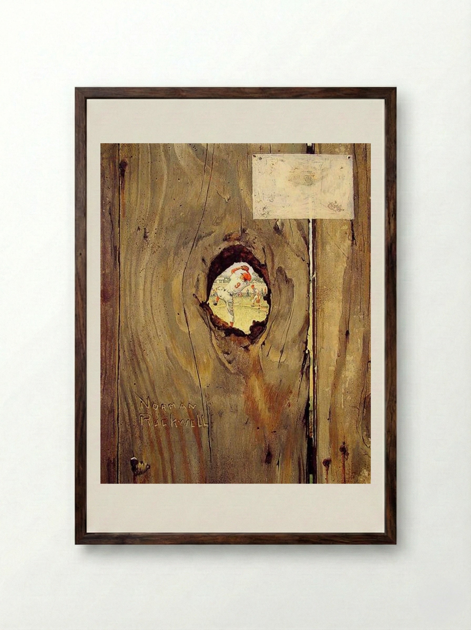 The Peephole - Norman Rockwell - Framed Print Dark Wood