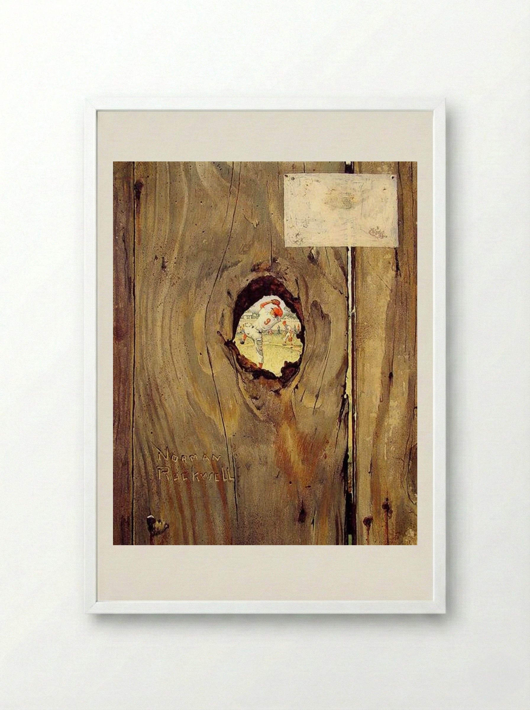 The Peephole - Norman Rockwell - Framed Print White