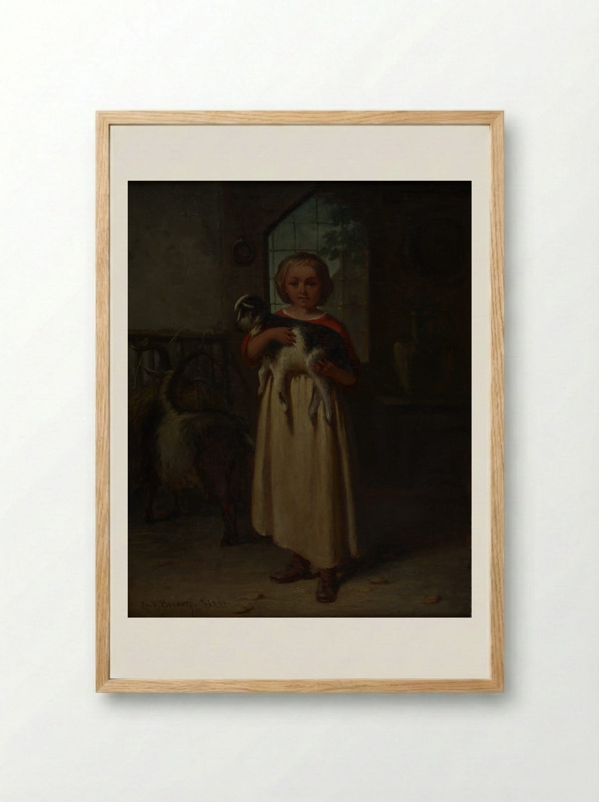 Girl with a Kid - Carel Frederik Bendorp (I) - Framed Print Wood