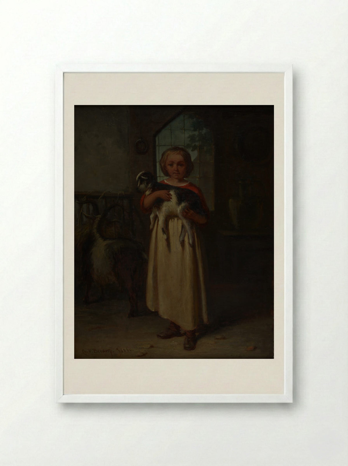 Girl with a Kid - Carel Frederik Bendorp (I) - Framed Print White