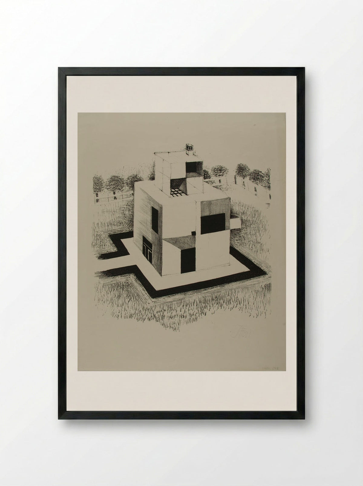 House of the White Man - Johannes Itten - Framed Print Black