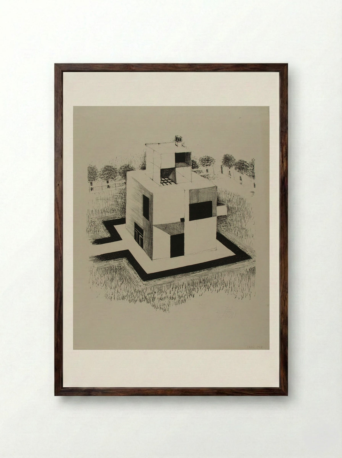 House of the White Man - Johannes Itten - Framed Print Dark Wood