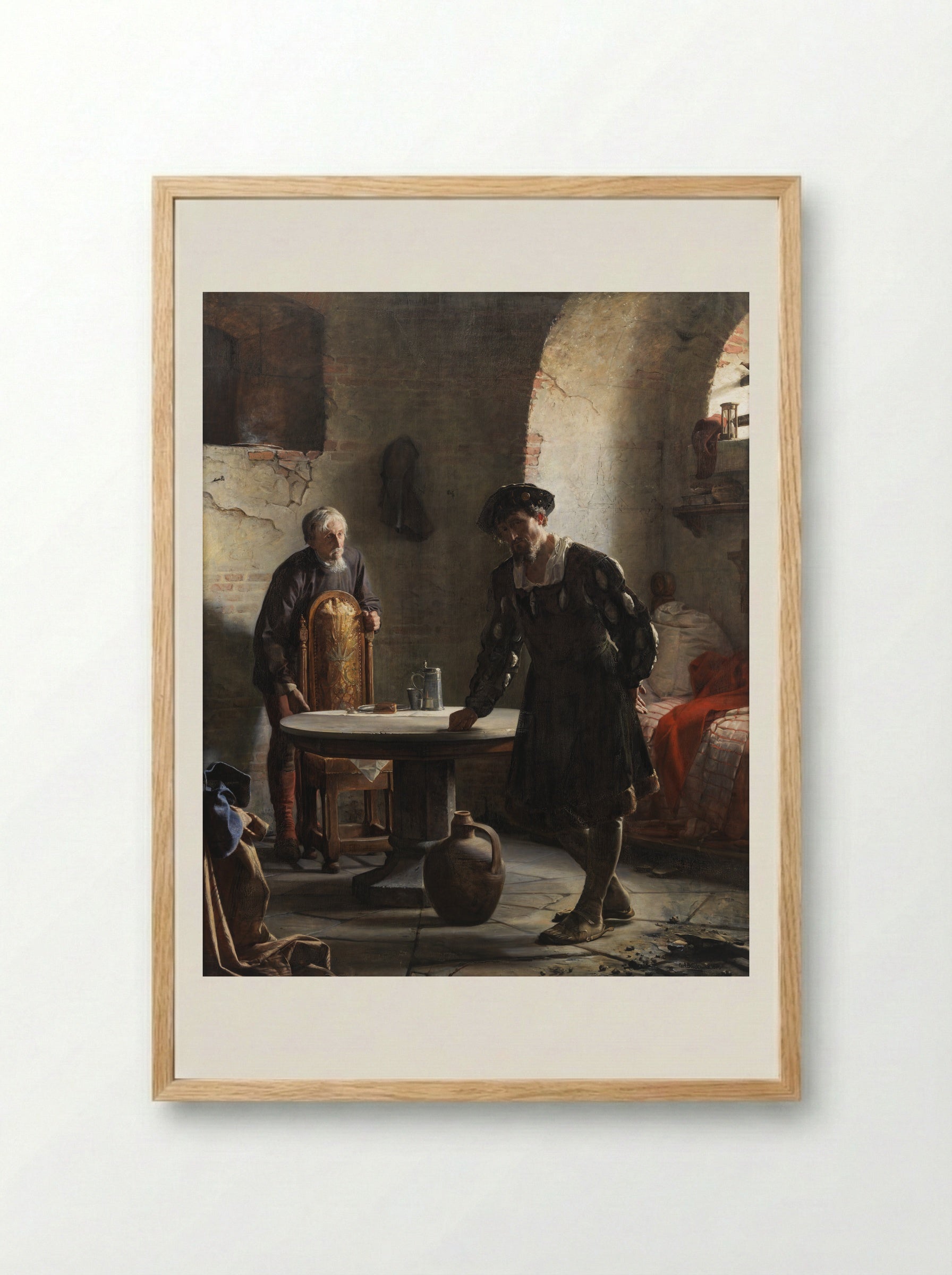 Christian II imprisoned in the tower at Sønderborg castle - Carl Bloch - Framed Print Wood